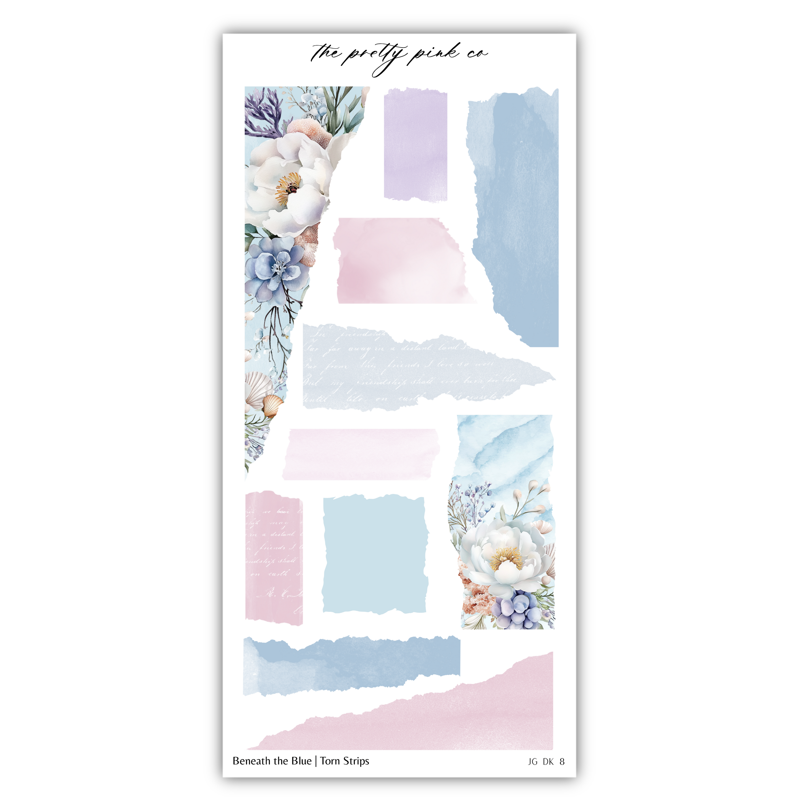 a sticker sheet with watercolor flowers on it