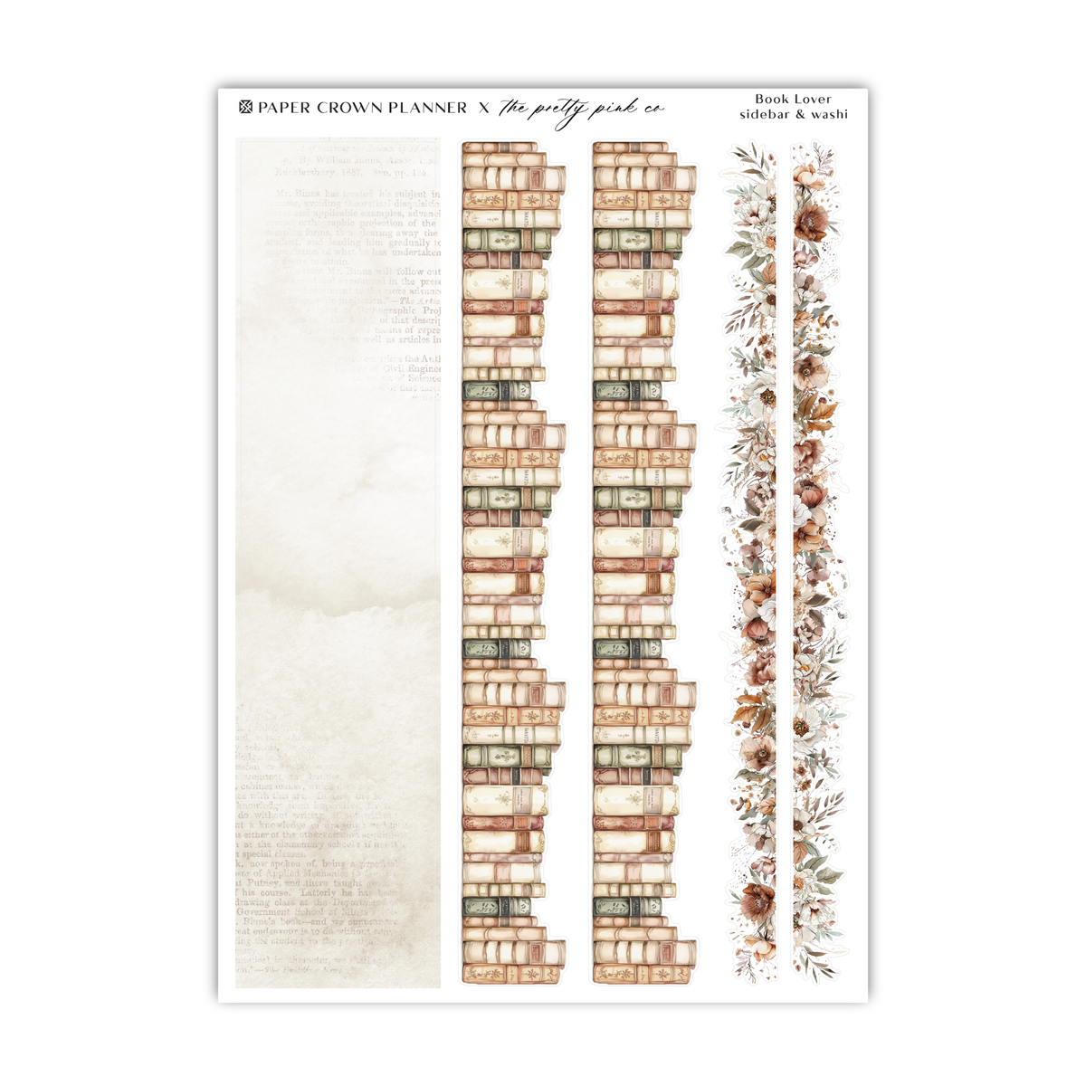 Book Lover | Sidebar and Washi | Paper Crown Planner Collab