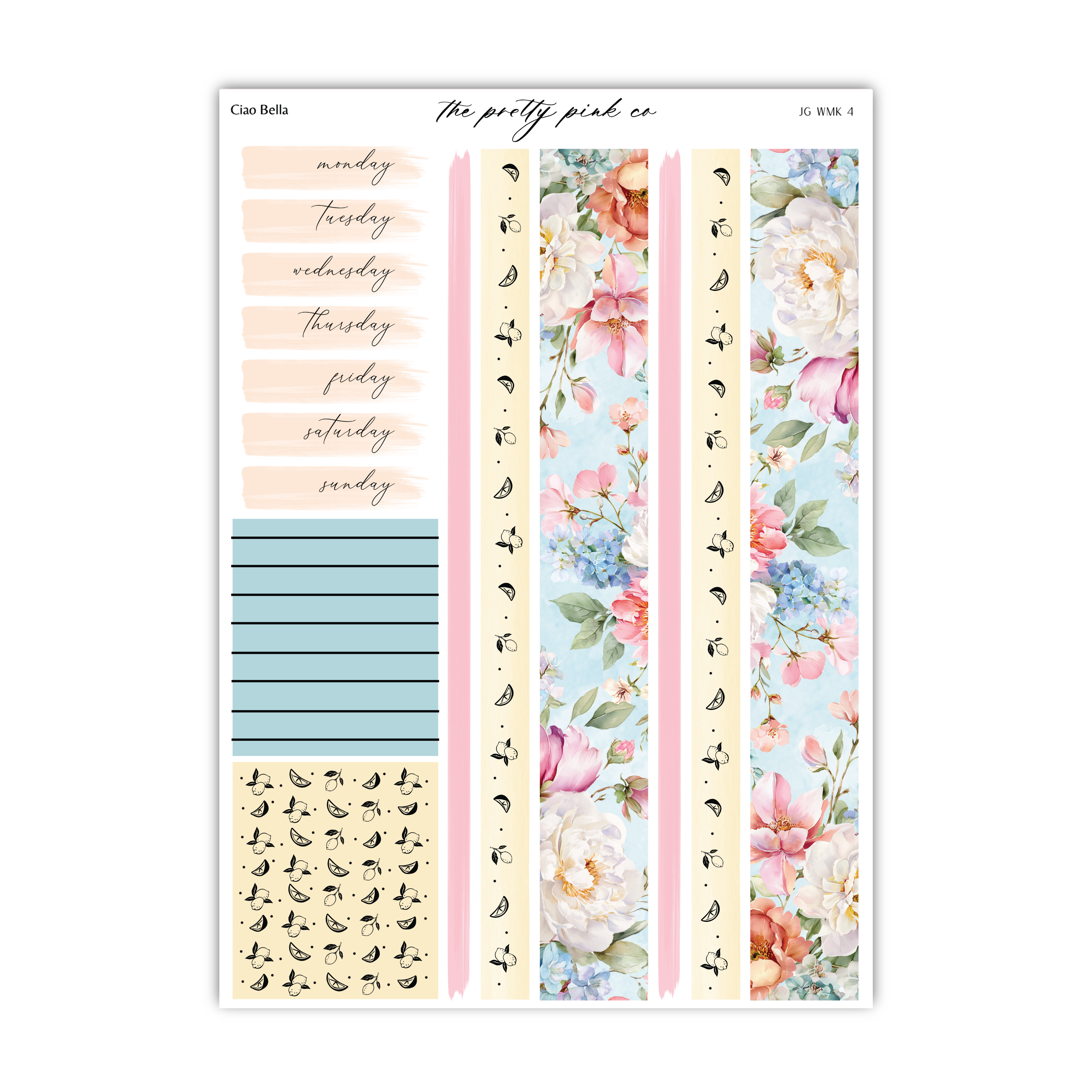 The image is a colorful and visually appealing scrapbook page featuring a variety of decorative elements, including floral patterns, stripes, and illustrations.