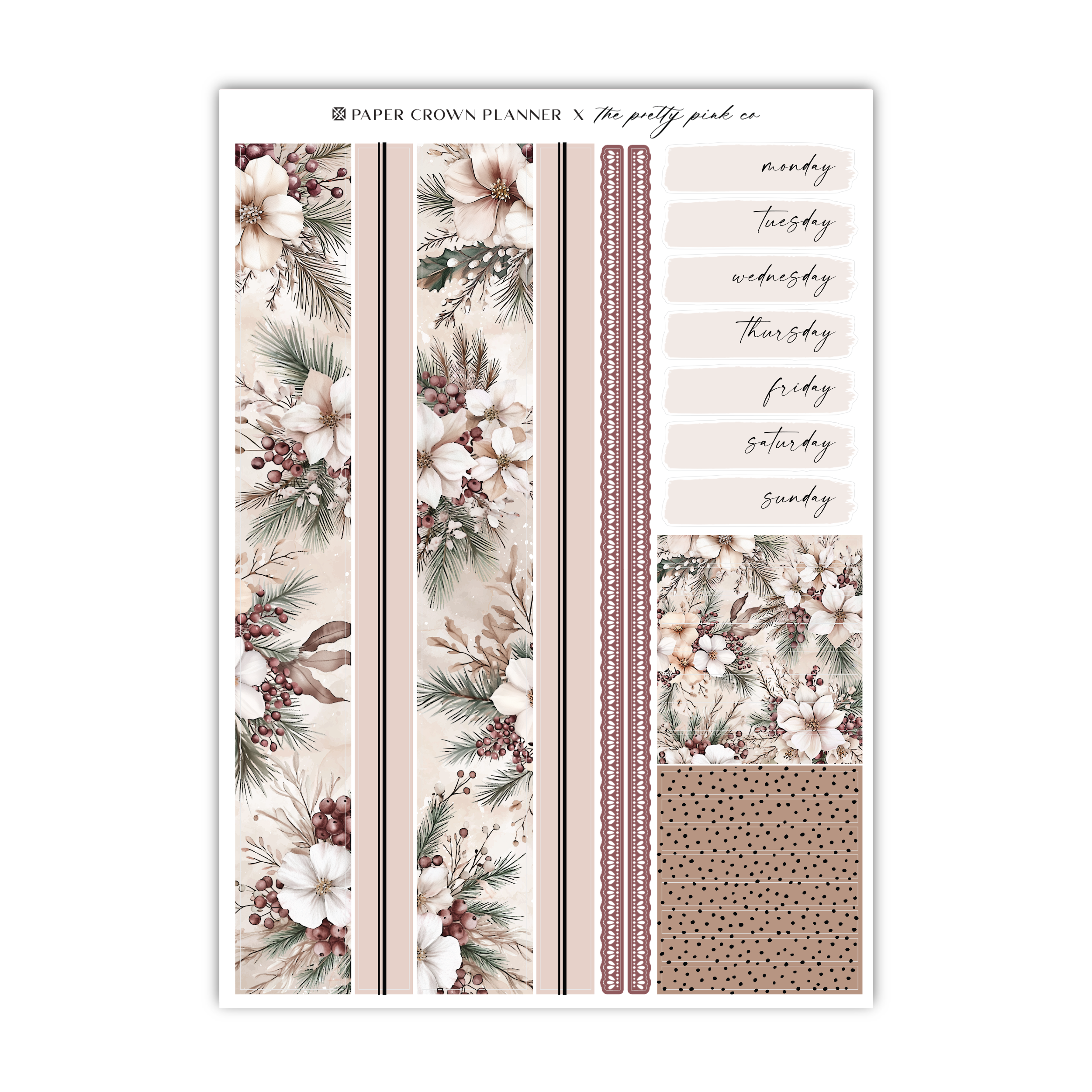 a sticker sheet with flowers and leaves on it