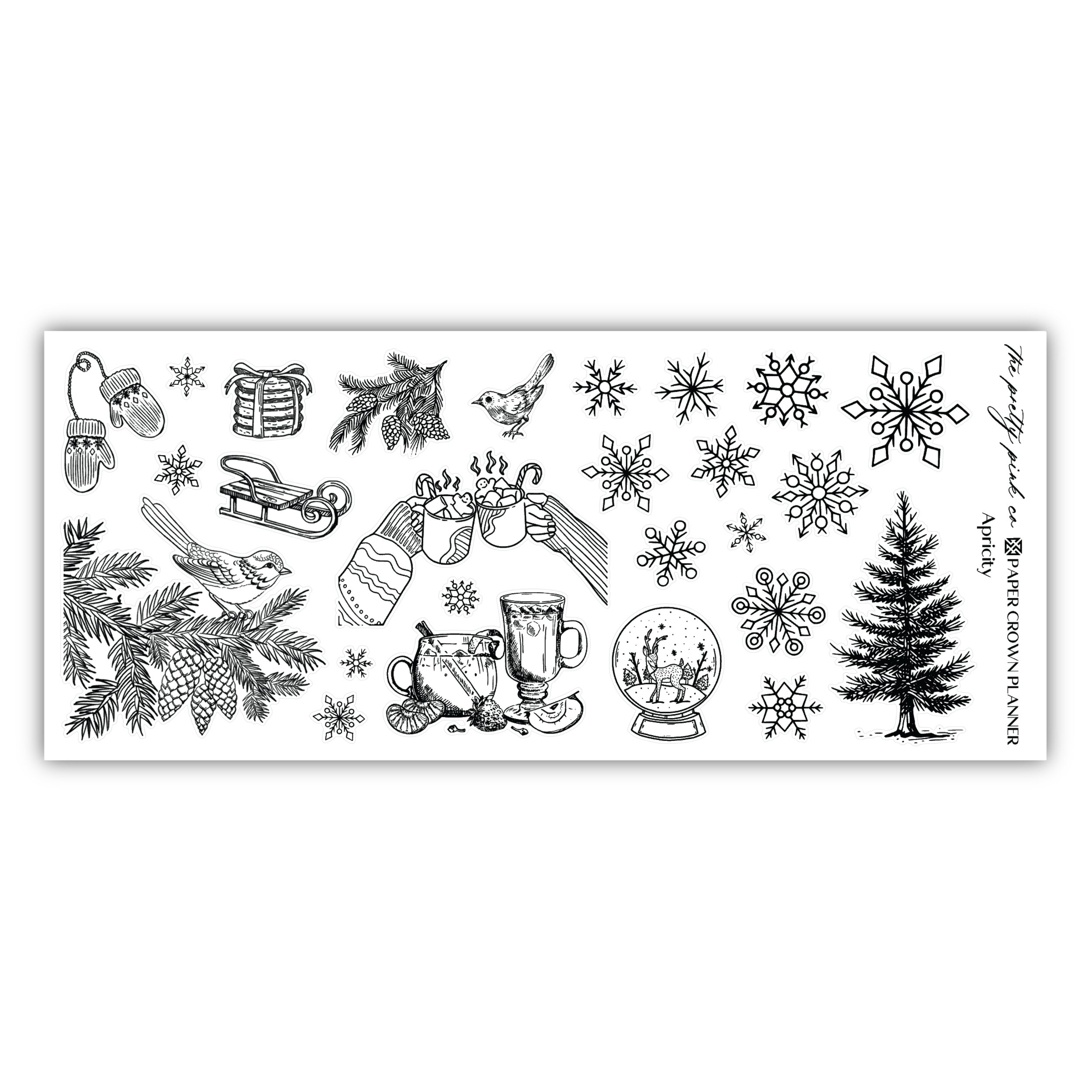 a stamp with christmas decorations and snowflakes on it