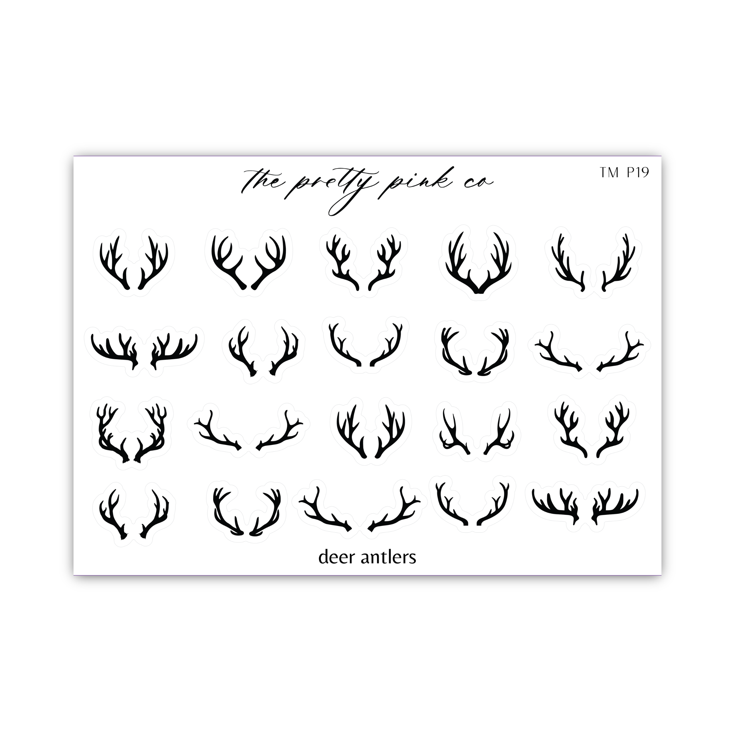 a sheet of deer antlers on a white background