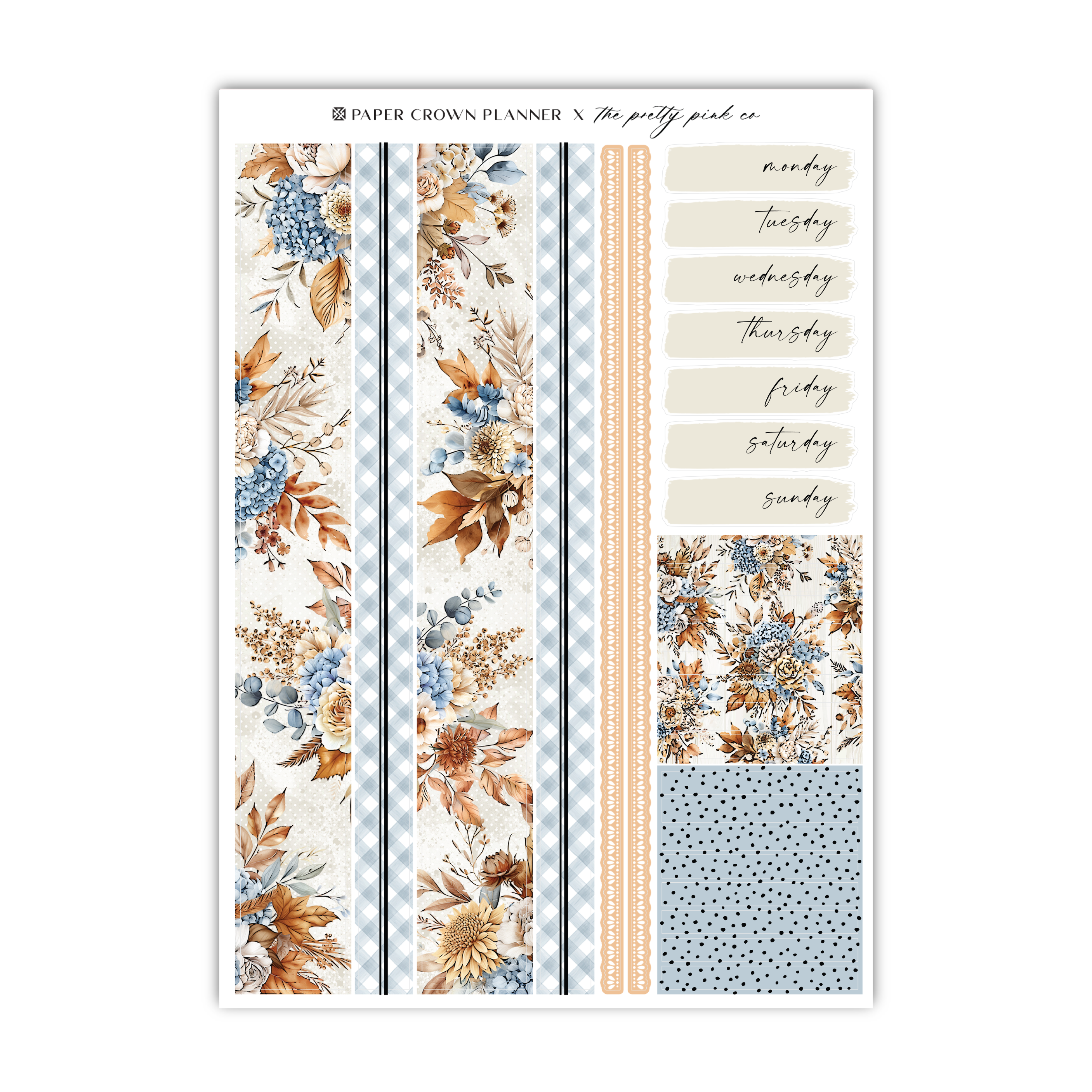 a planner sticker with a floral pattern on it