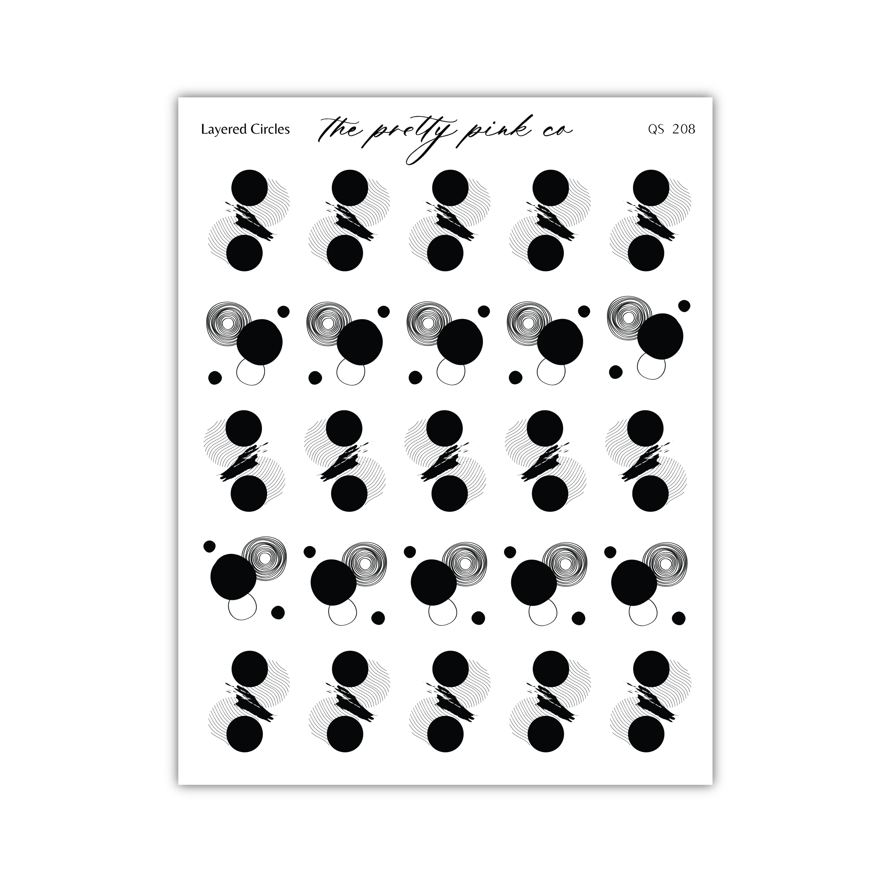 a grid of abstract black and white shapes, resembling circles or other geometric forms. The shapes are arranged in a repeating pattern, creating a visually striking and minimalist design.