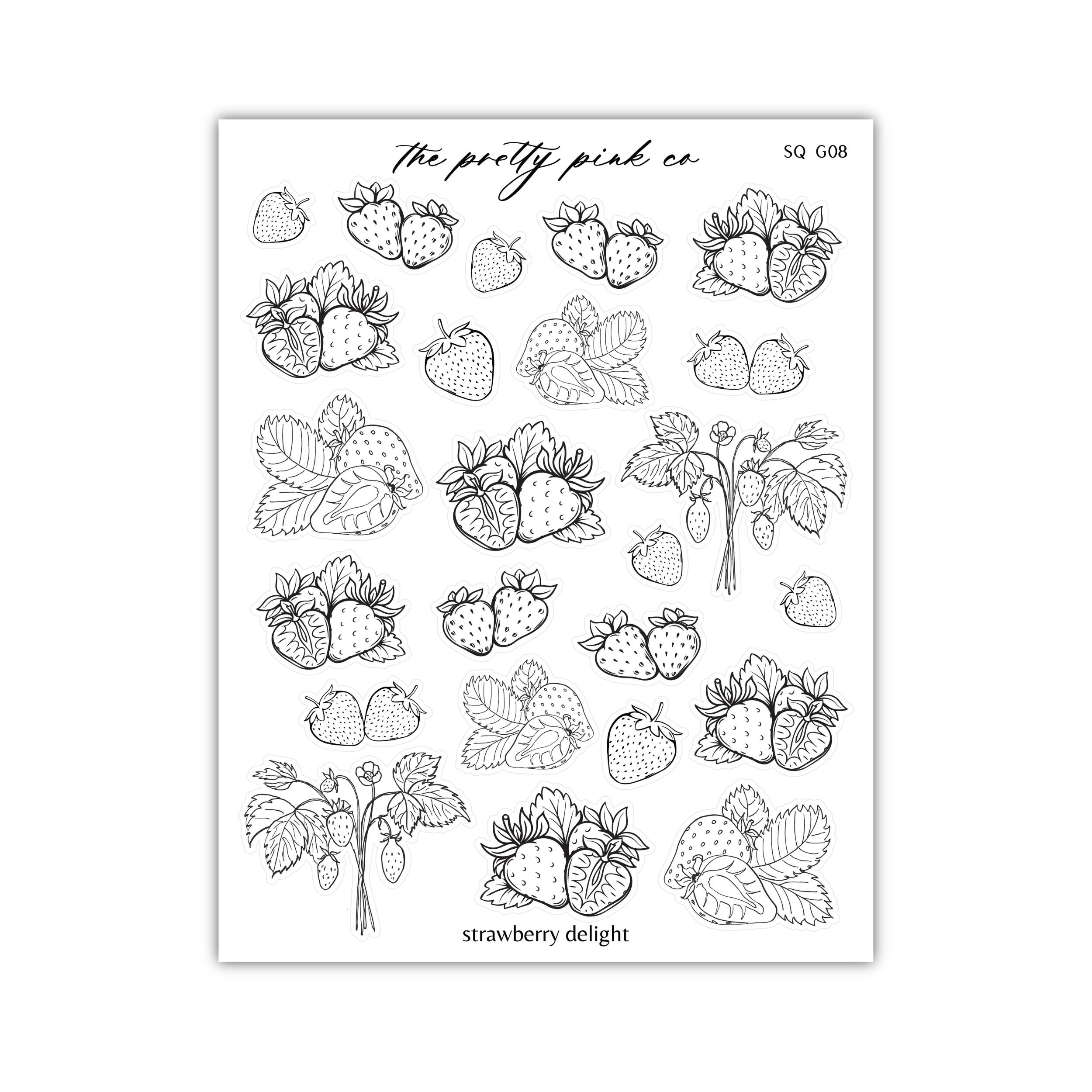 a sheet of stamps with strawberries on it