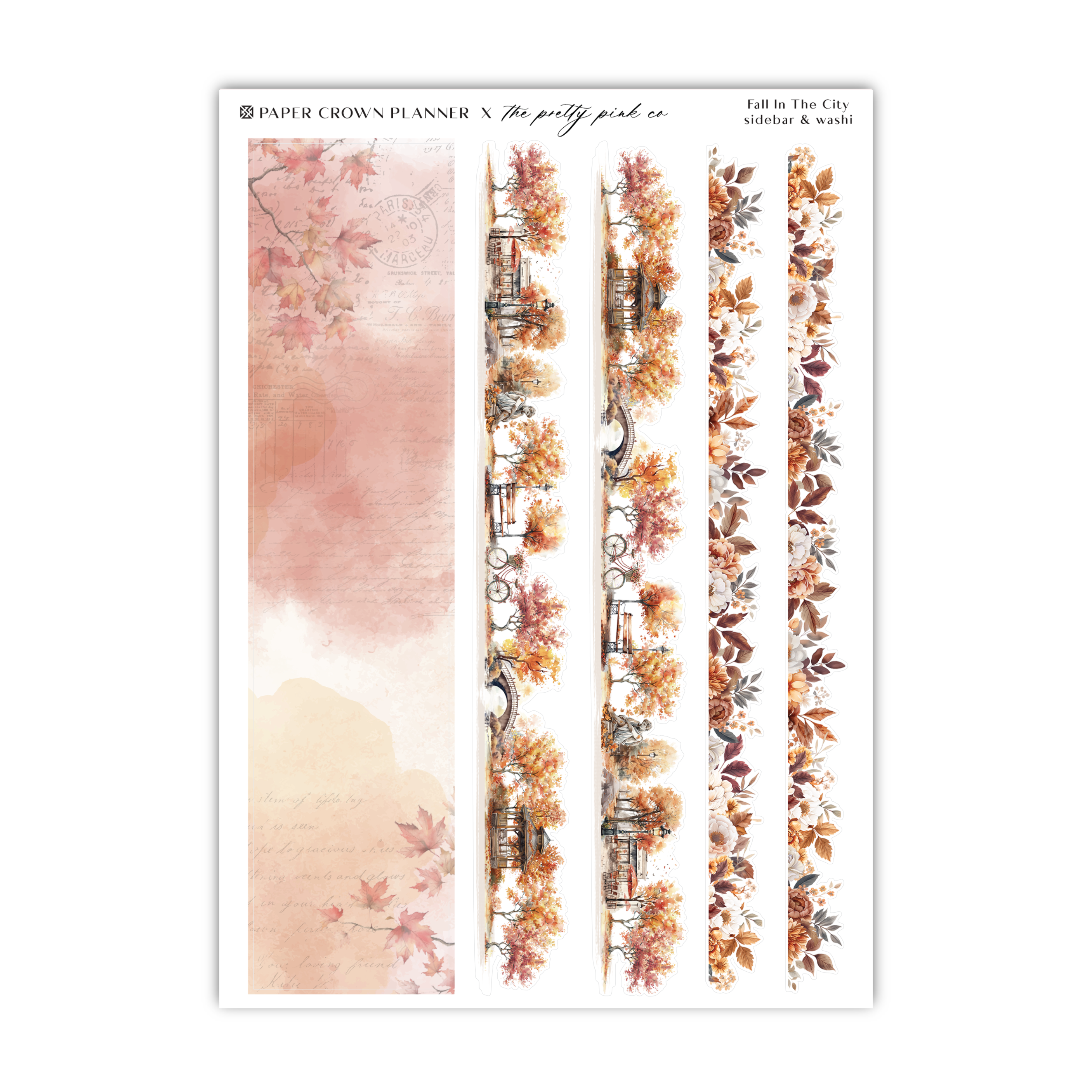 a sheet of paper with autumn leaves on it