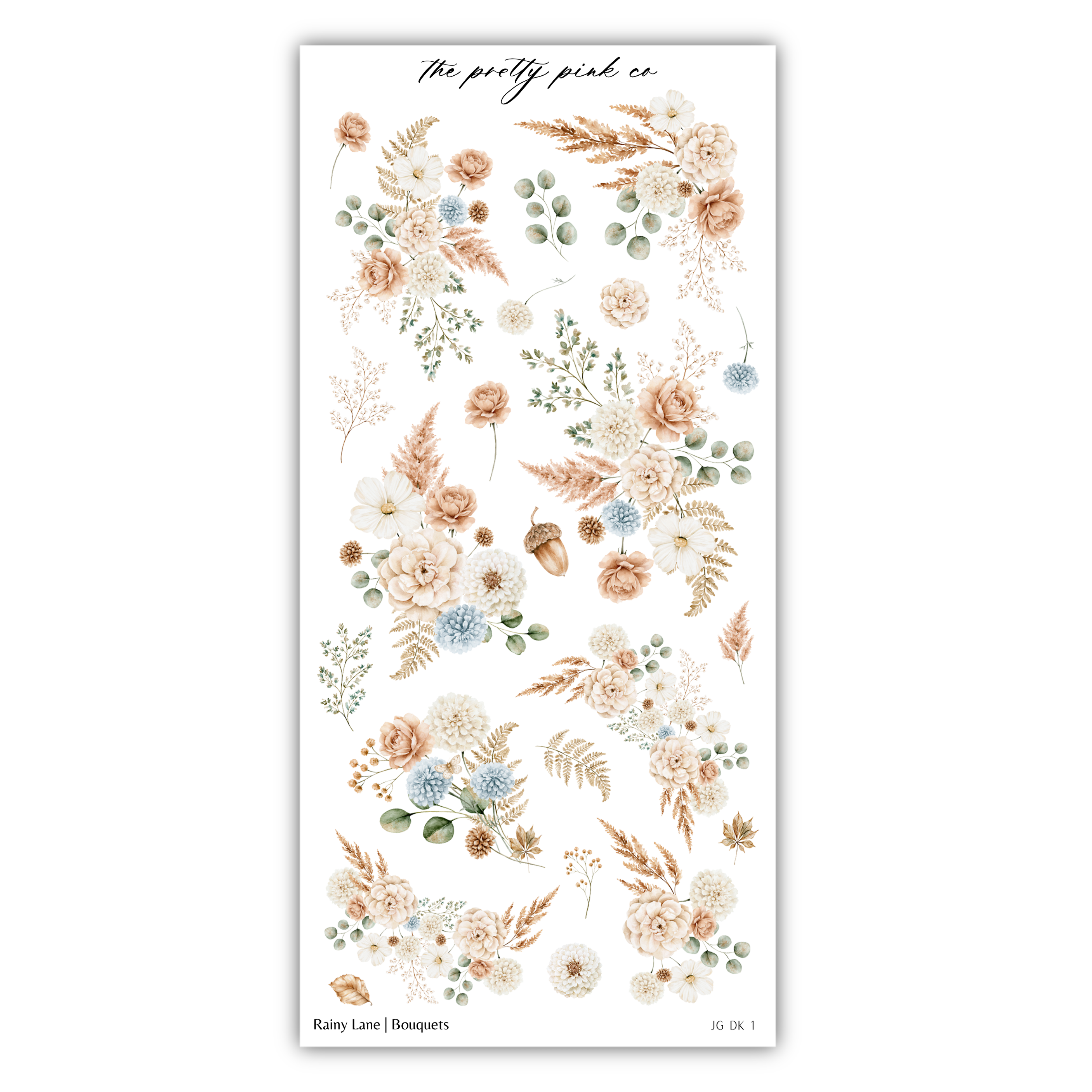 a variety of floral and botanical elements, including flowers, leaves, and other natural elements, arranged in a visually appealing manner.