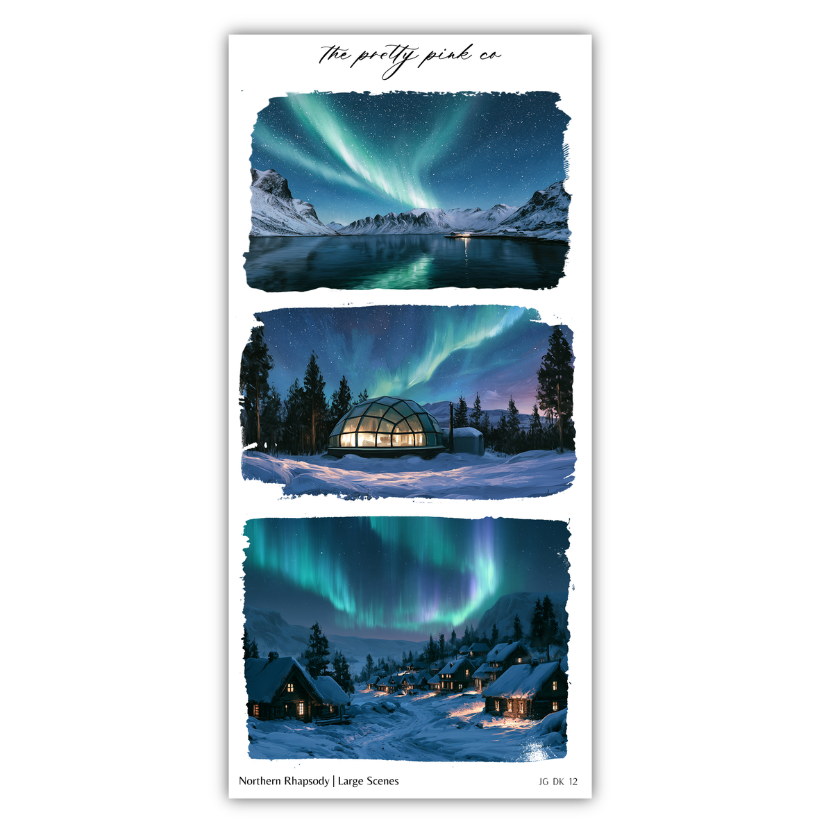 The image is a collage of three pictures depicting various scenes of the Northern Lights, also known as the Aurora Borealis, in different settings.