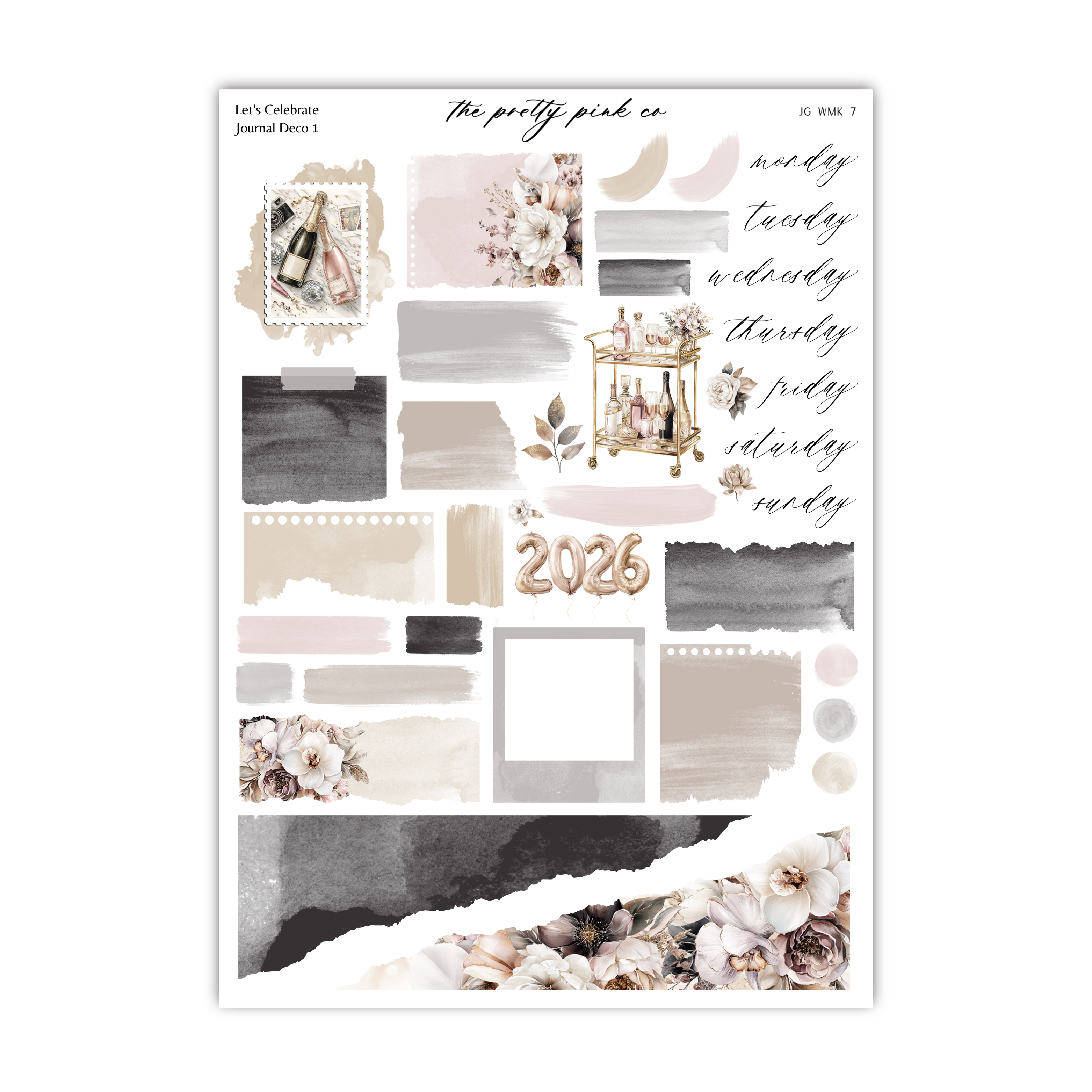 The image is a collage of various elements, including floral designs, text, and abstract shapes, arranged in a visually appealing manner.