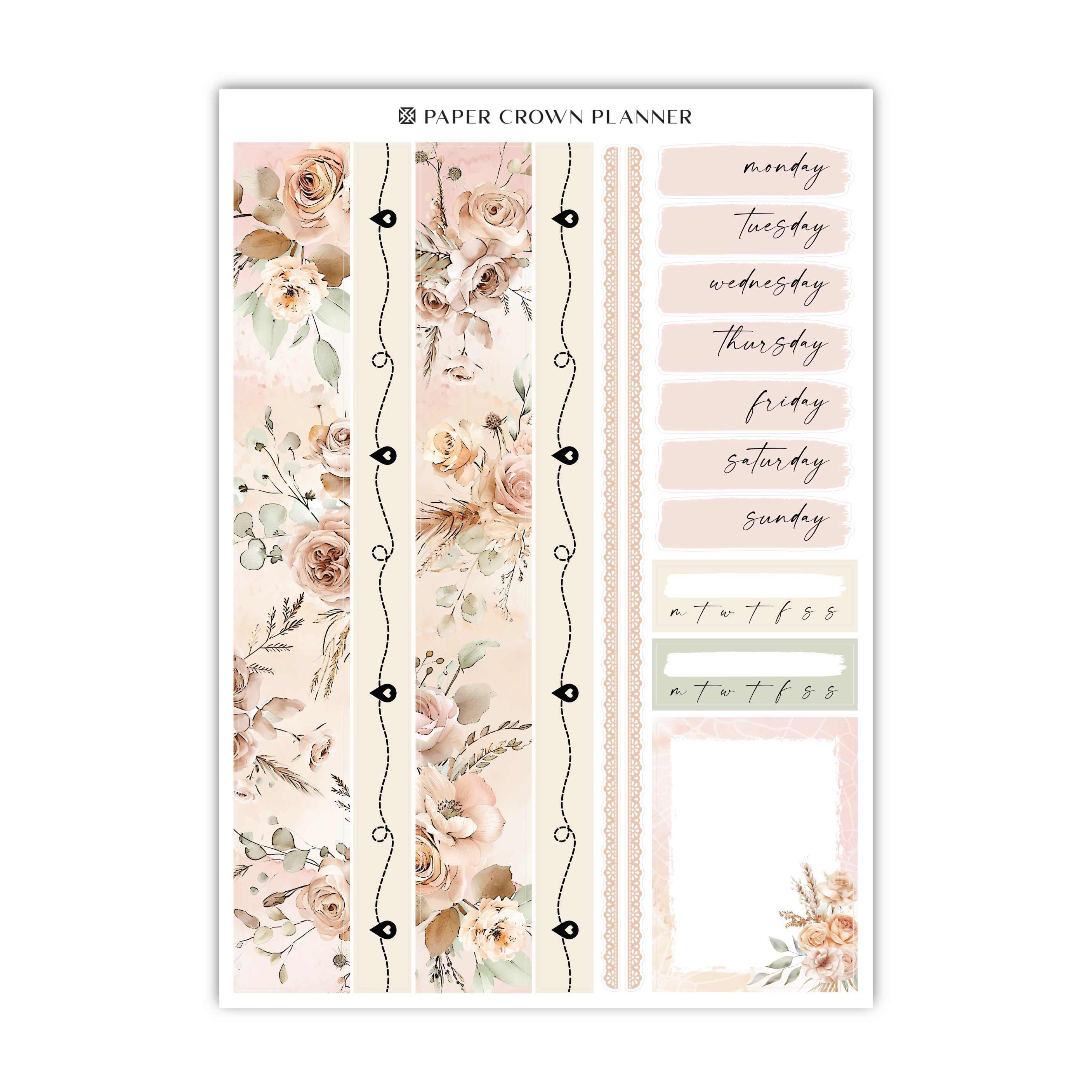 a planner sticker with flowers and stripes