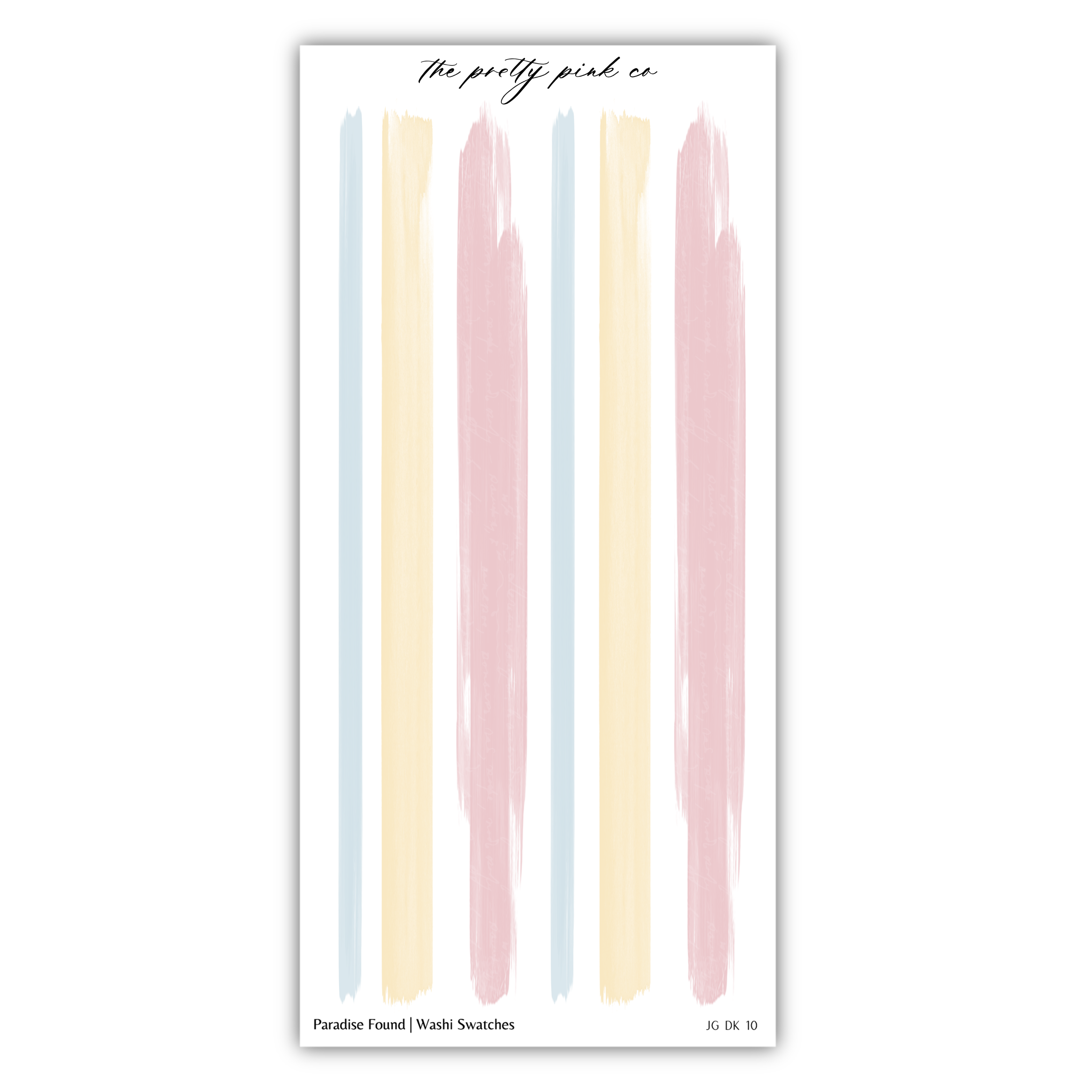 The image is a collage of various colored paint strokes arranged in a vertical line, creating a visually appealing pattern.
