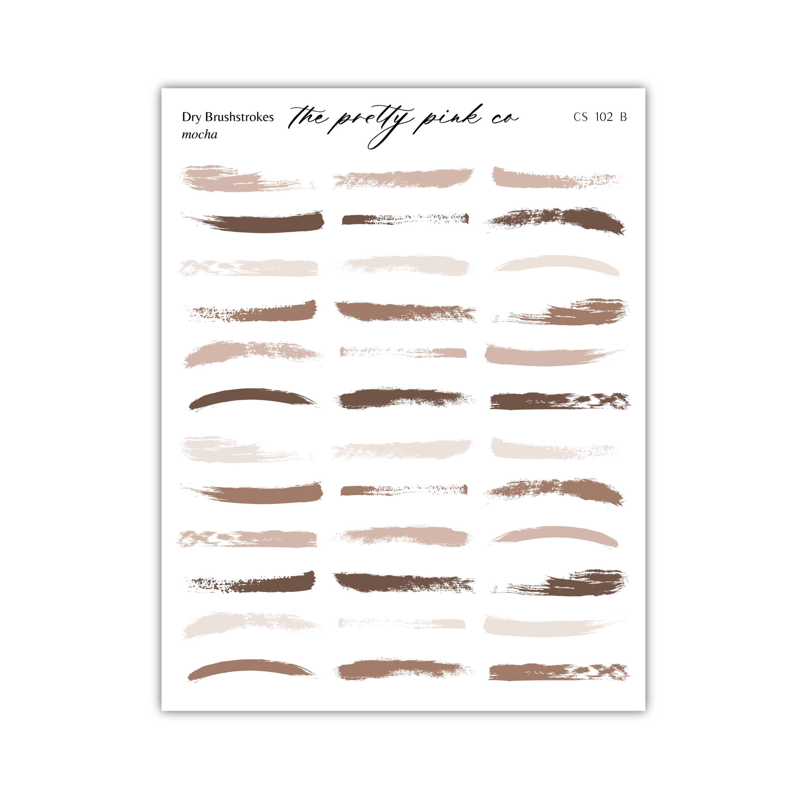 a collection of various brush strokes in different shades of brown, arranged in a grid-like pattern. The brush strokes appear to be used for artistic purposes, such as creating a gradient effect or adding texture to a piece of artwork.