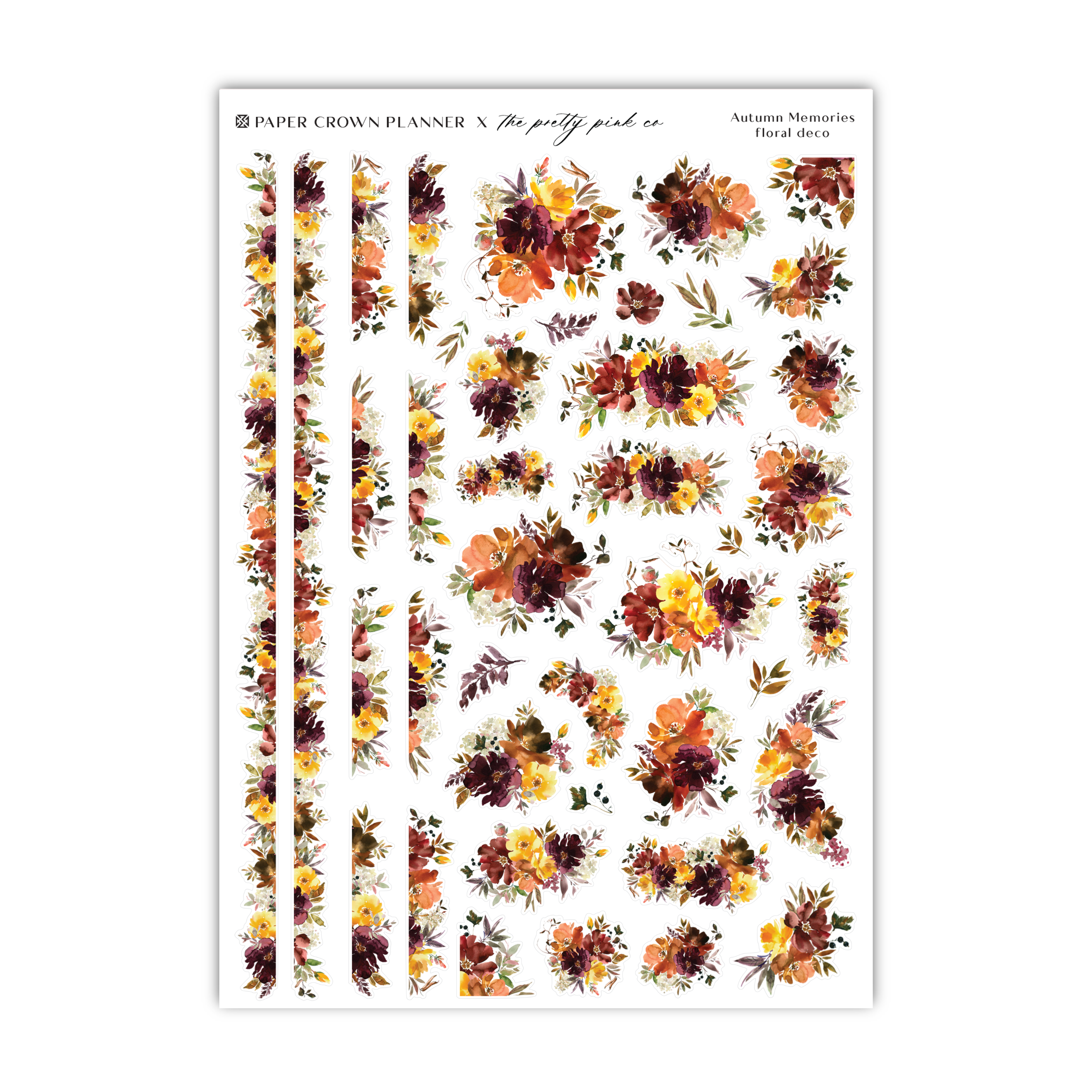 a sheet of stickers with flowers on them