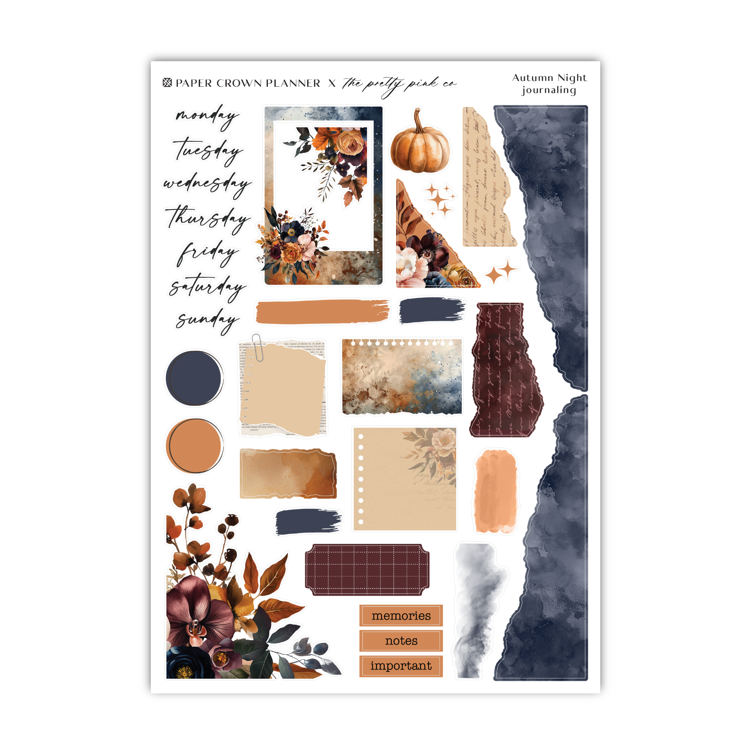 a sticker sheet with a picture of a fall scene