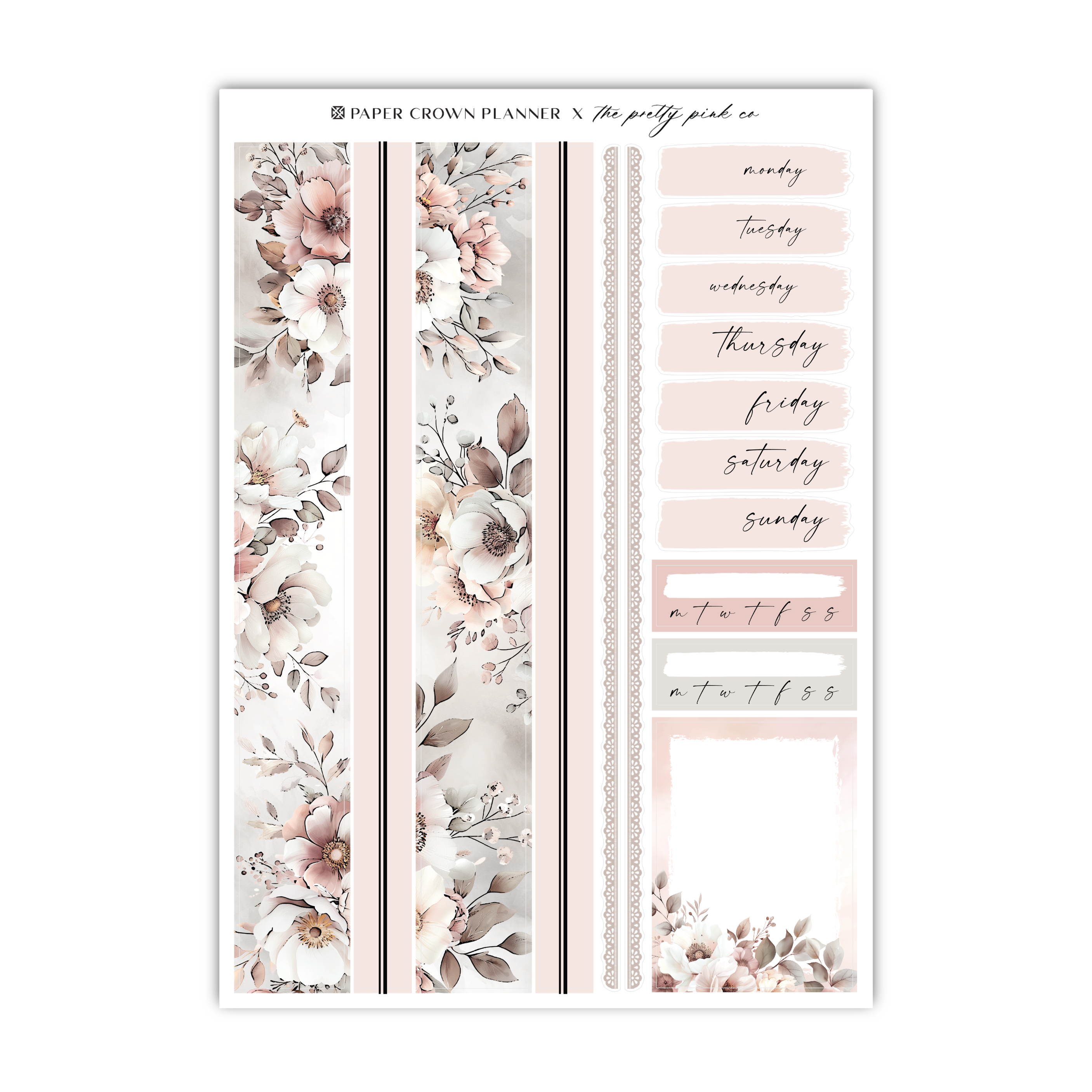 a sticker sheet with flowers on it