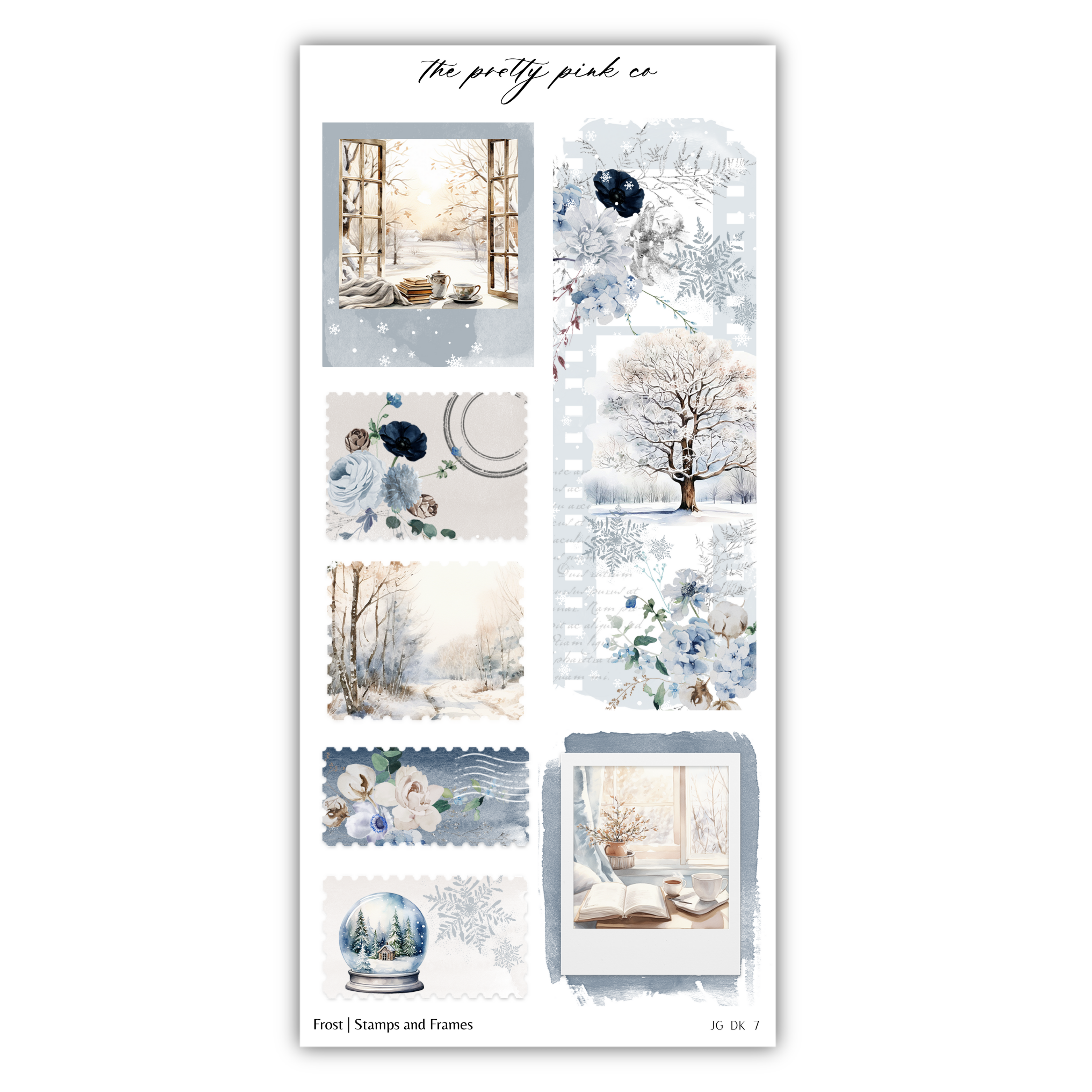 a sticker sheet with a winter scene