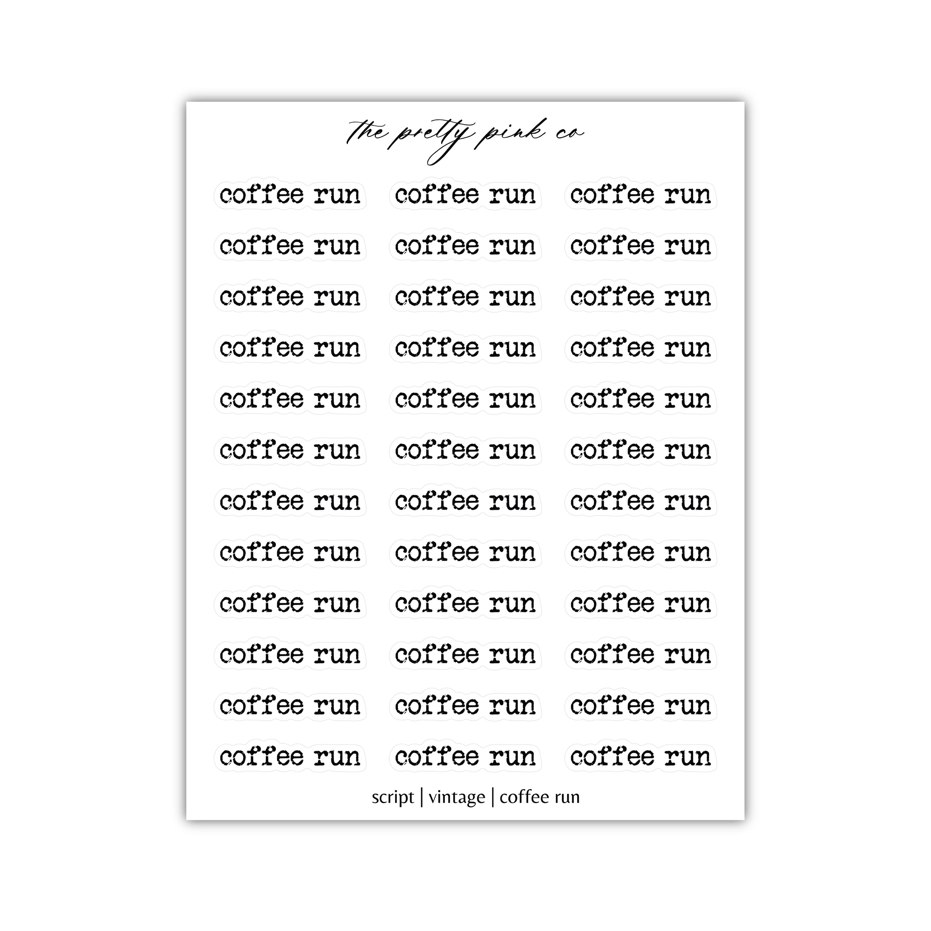 a print of coffee runs on a white background