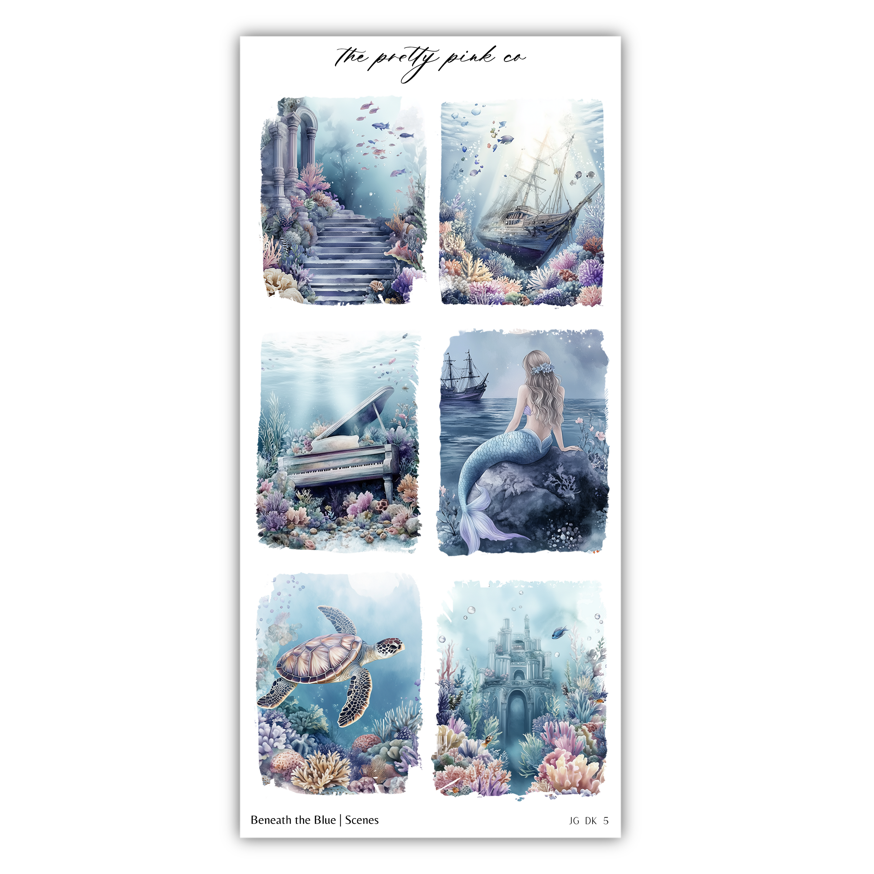 a sheet of stickers with pictures of mermaids and sea animals