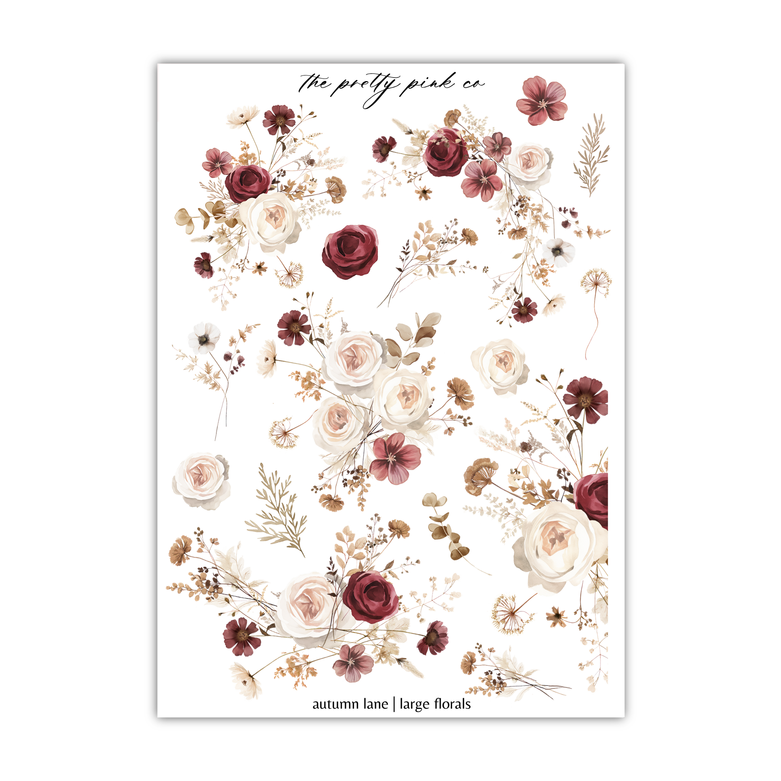 a card with flowers and leaves on it