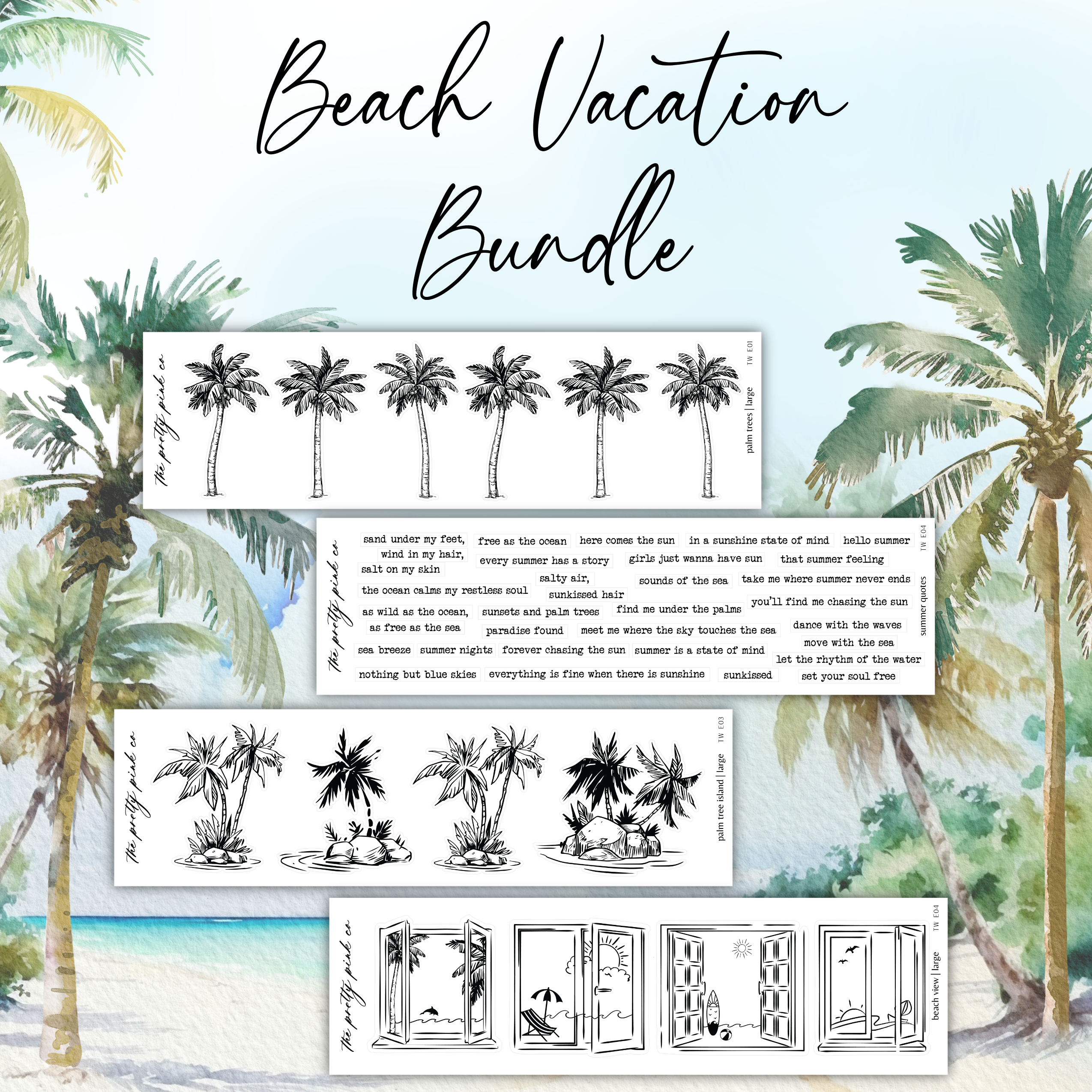 a beach vacation bundle with palm trees
