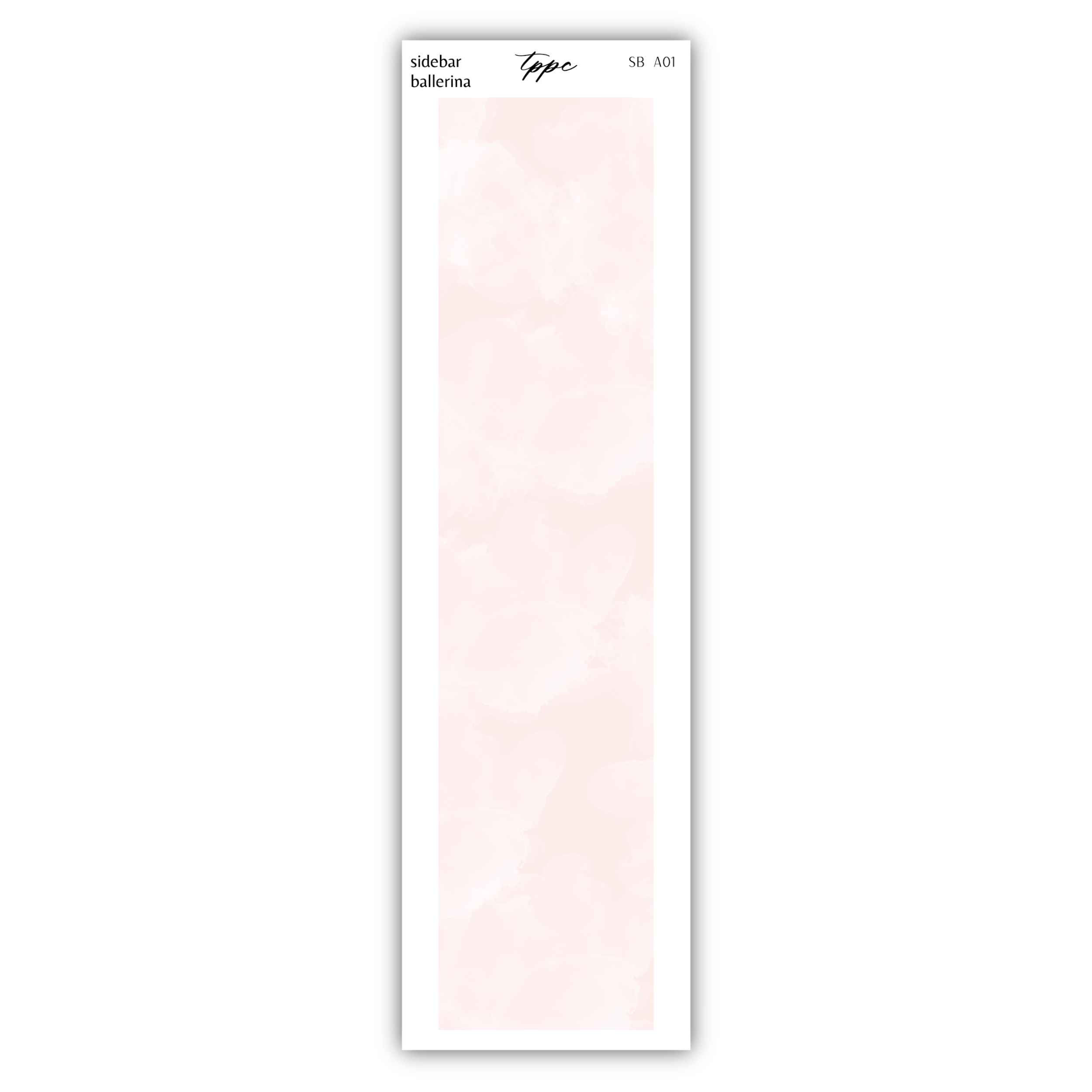 a white bookmark with a pink background