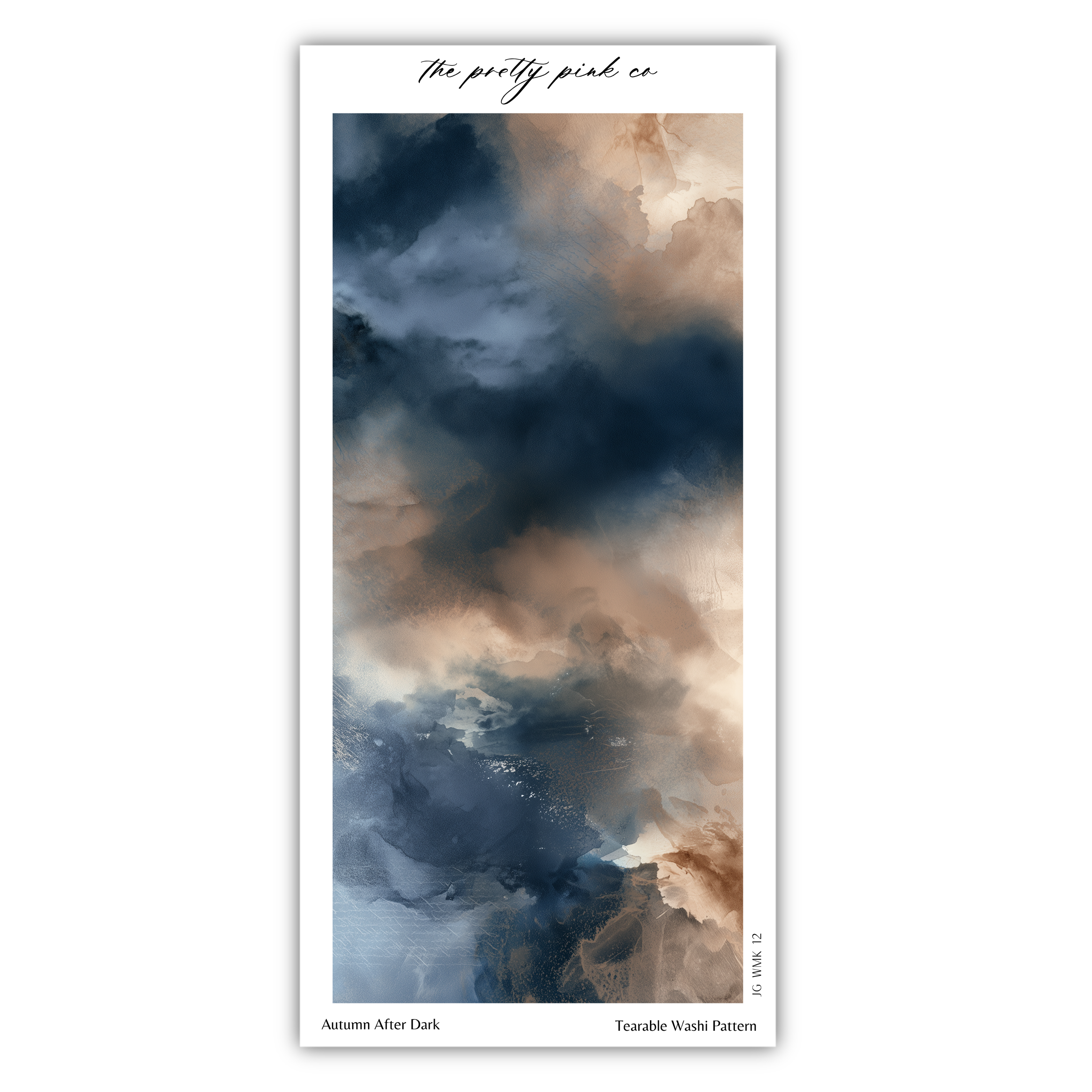 The image is an abstract painting with a mix of dark and light colors, depicting a cloudy or stormy sky.