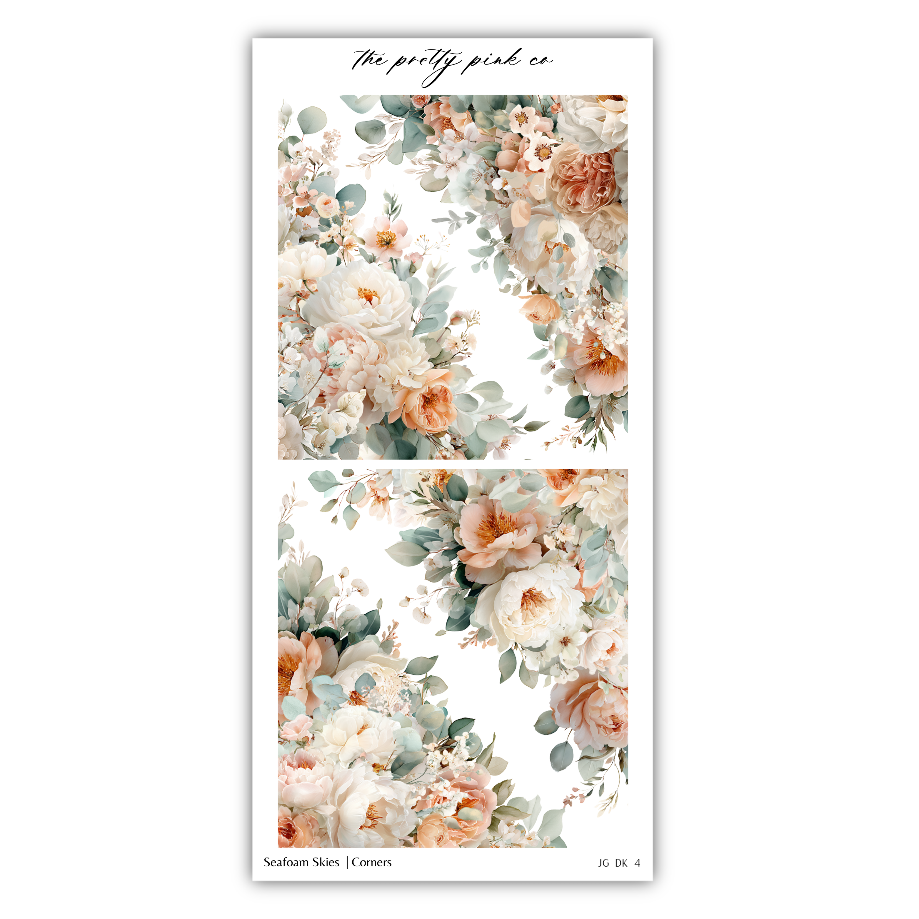 The image is a collage of two floral images, each featuring a variety of flowers in shades of white, peach, and green. The images are arranged side by side, creating a visually appealing and harmonious composition.