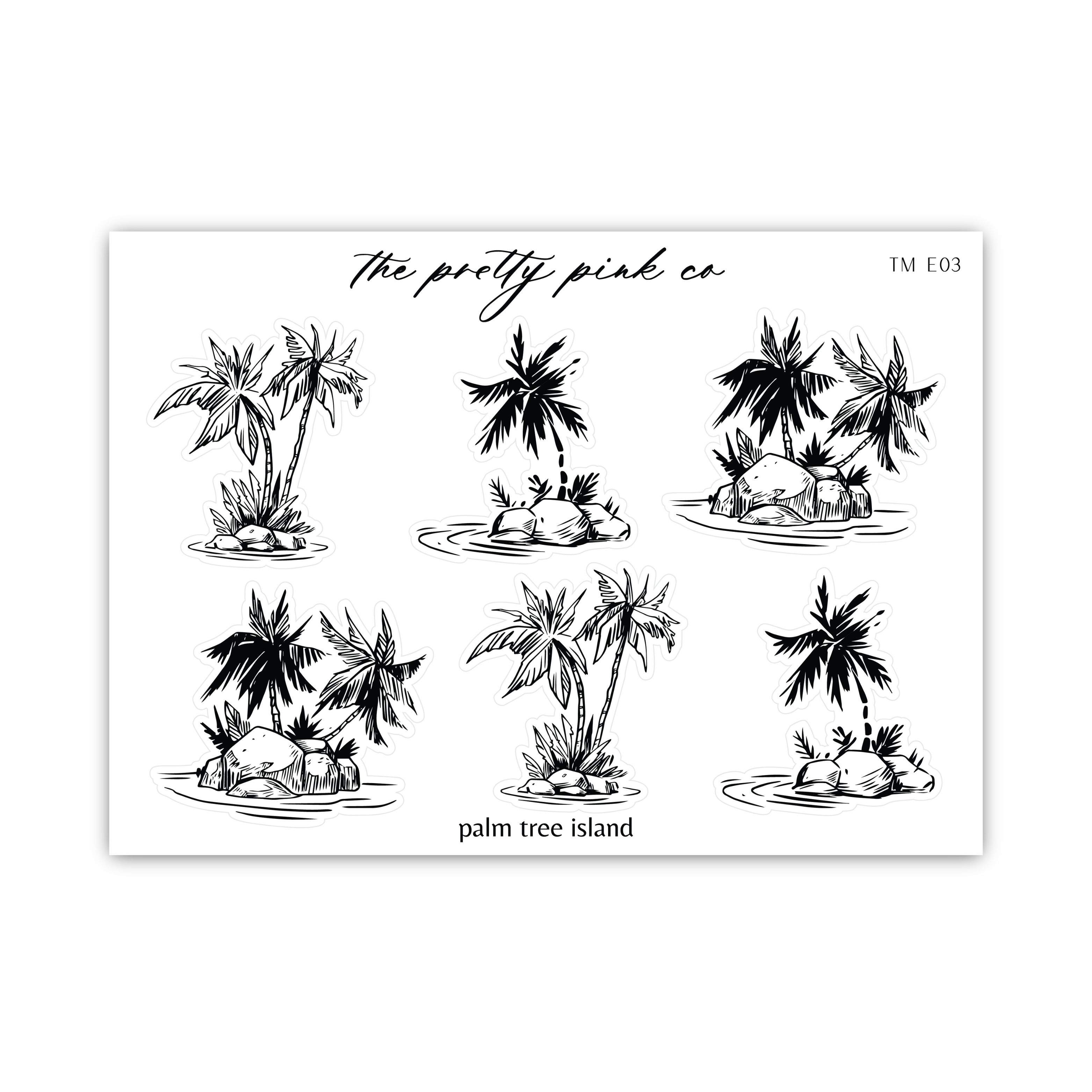 palm tree island stickers on a white background