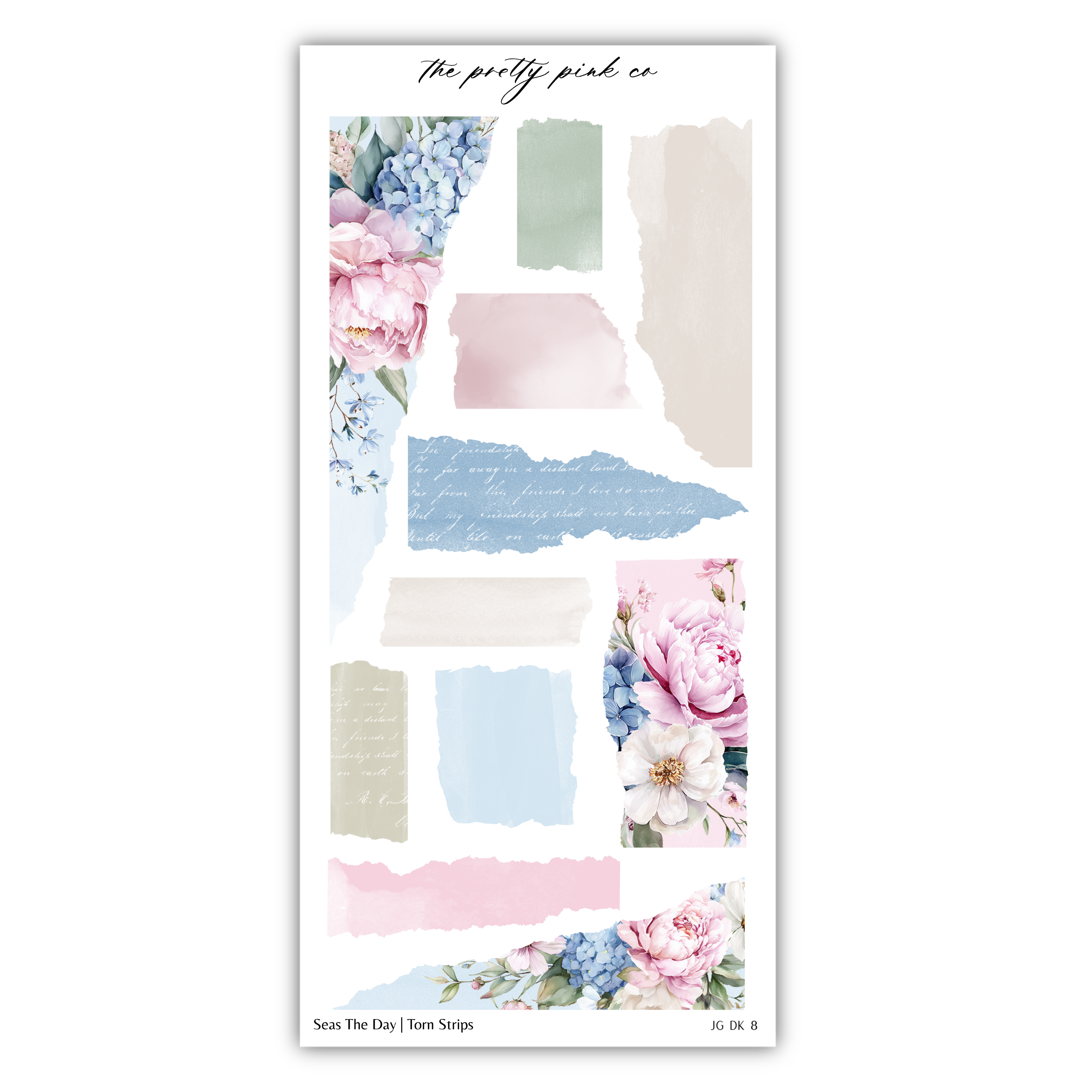 The image is a collage of various floral and abstract elements, including flowers, leaves, and torn strips, arranged in a visually appealing manner.