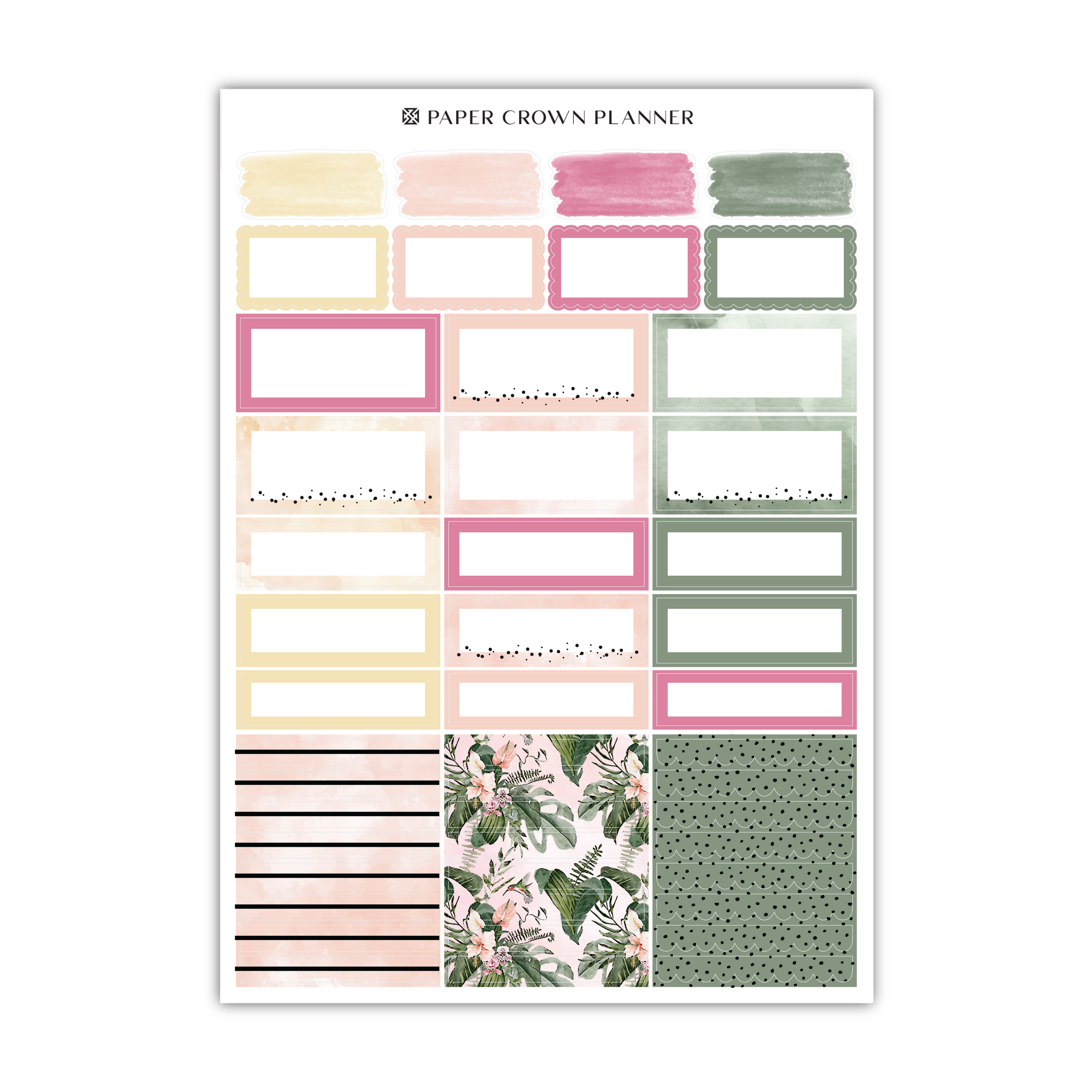 a printable planner with pink and green flowers