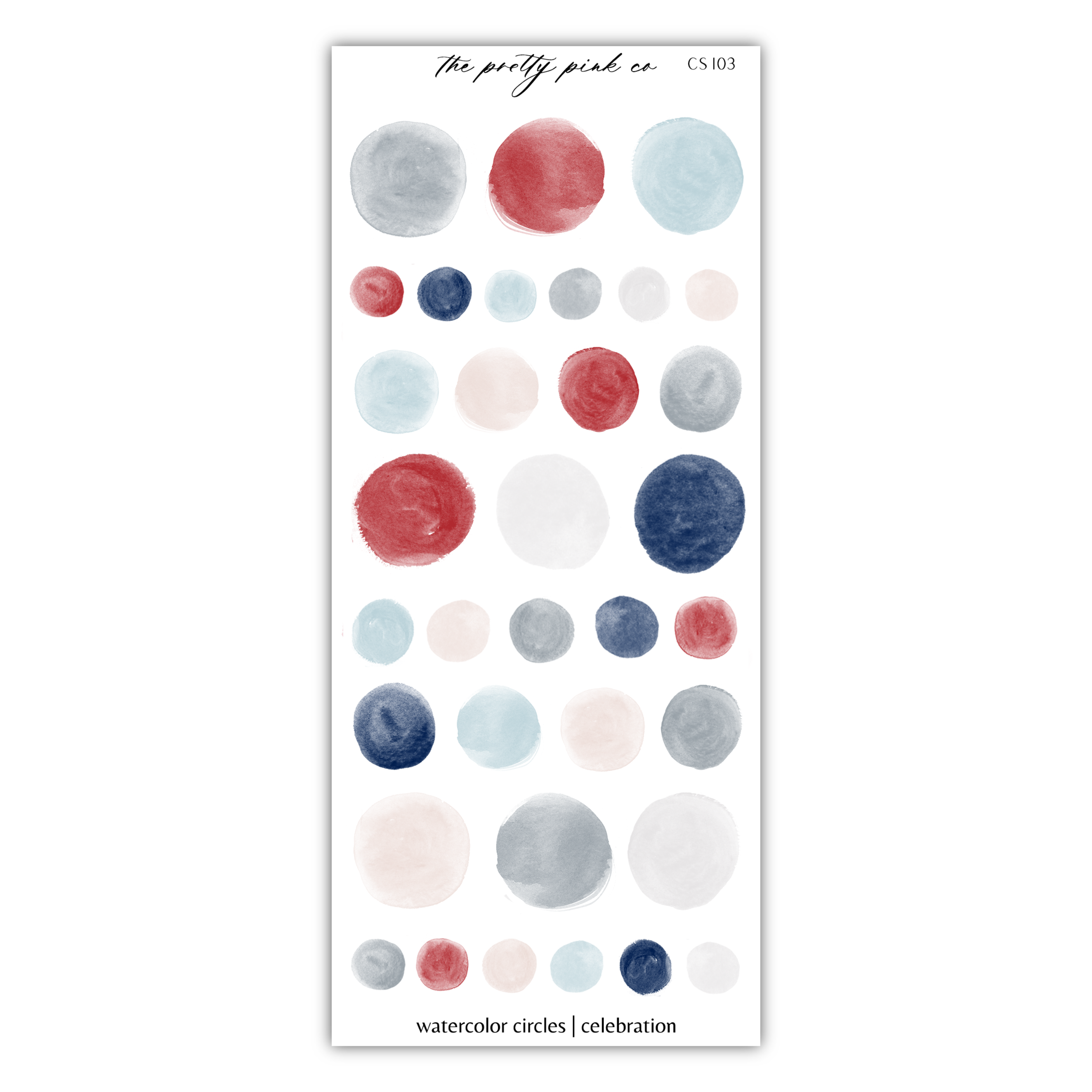 a watercolor painting of red, white, and blue circles