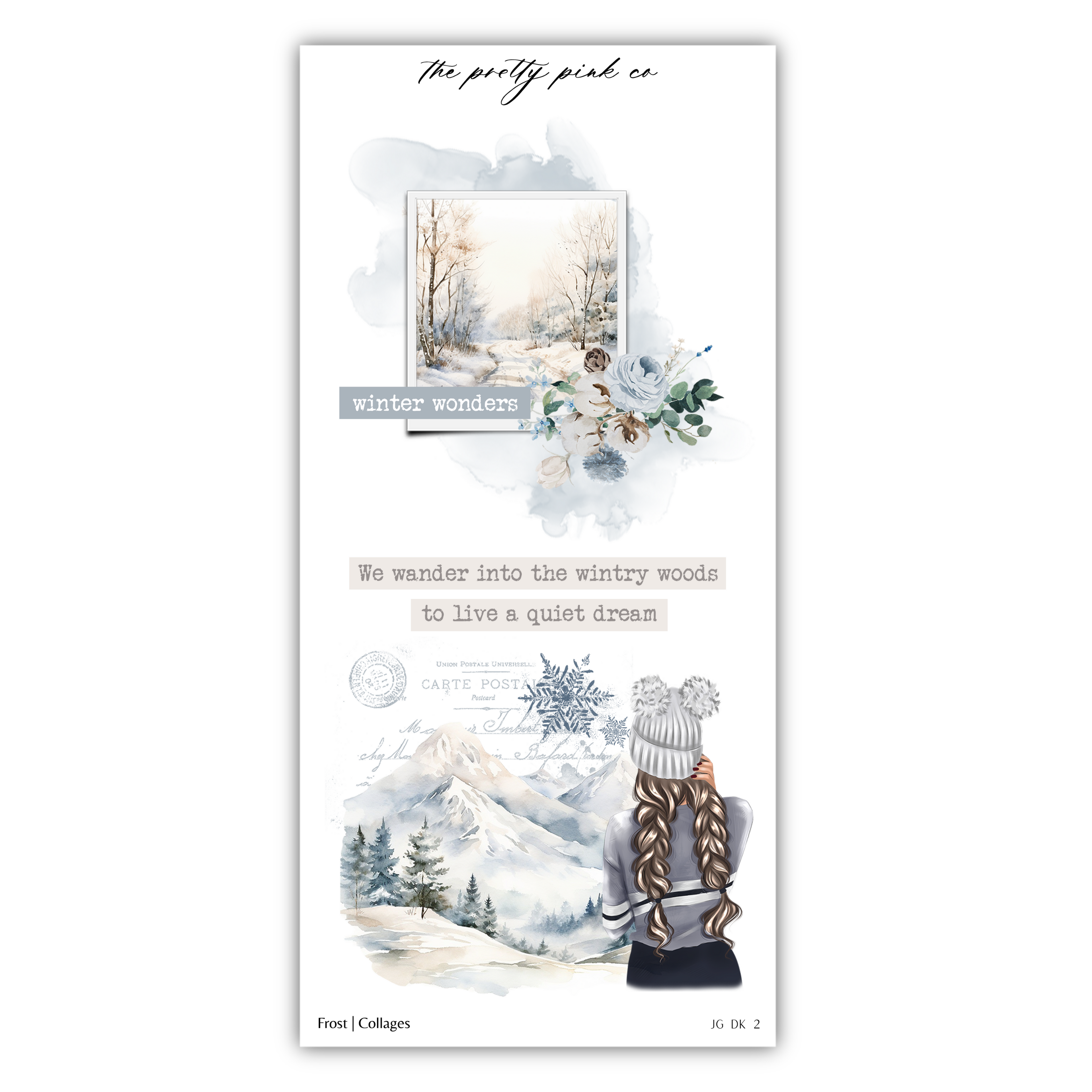 a card with a picture of a winter scene