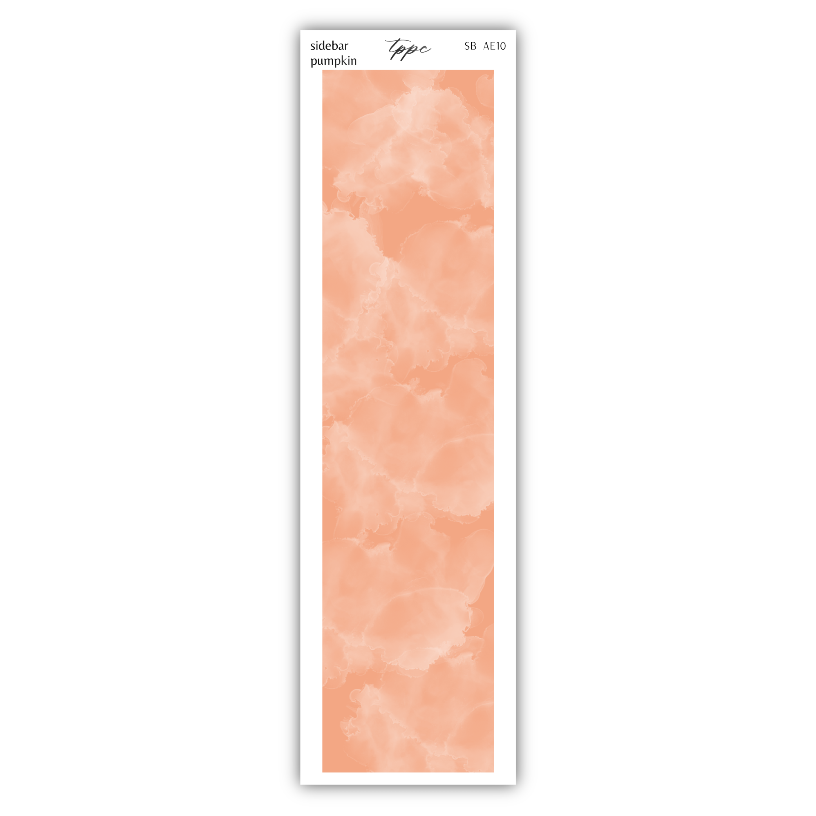 a white and orange bookmark with a white background