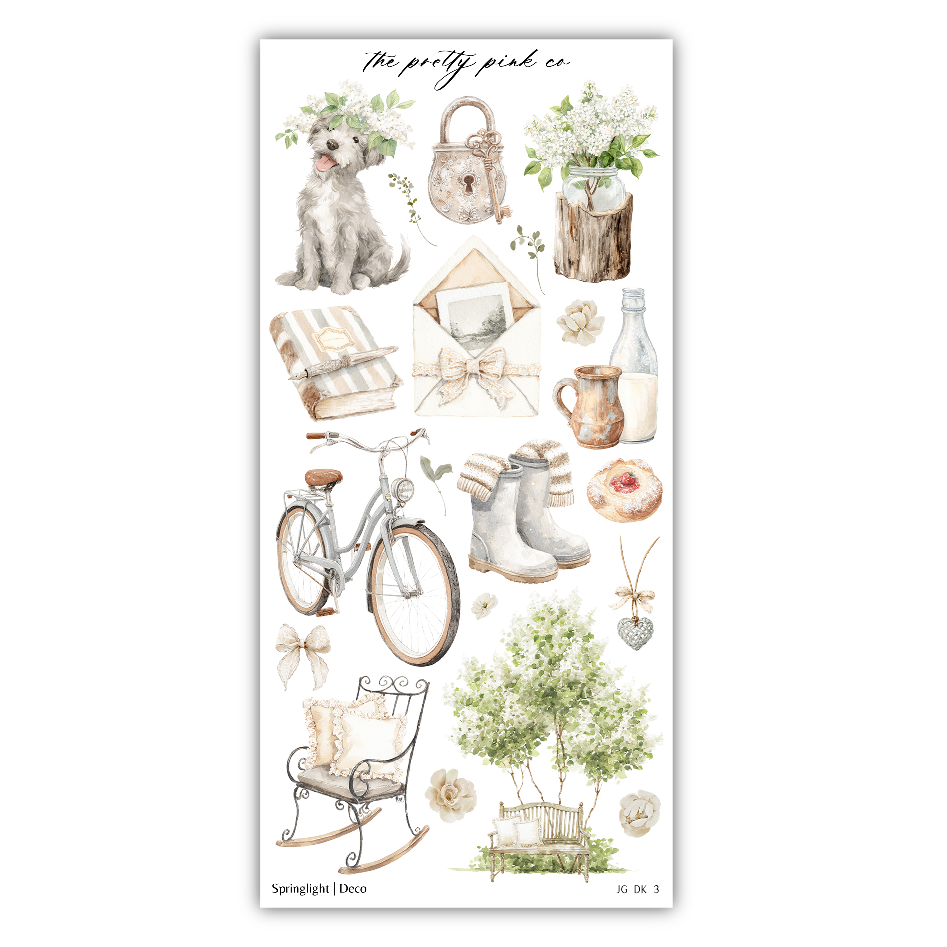 a sticker with a picture of a dog and a bicycle