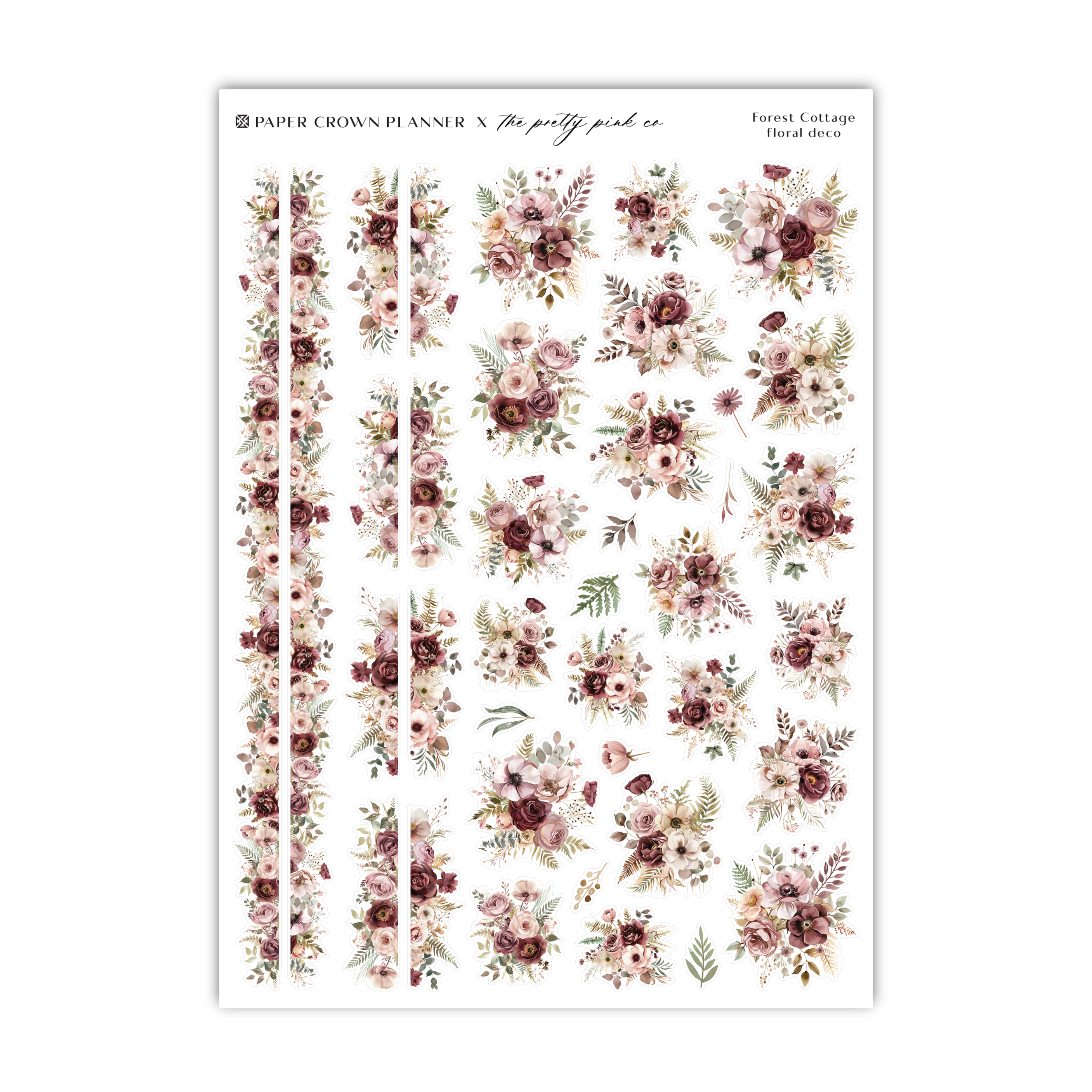 a sheet of stickers with flowers on them