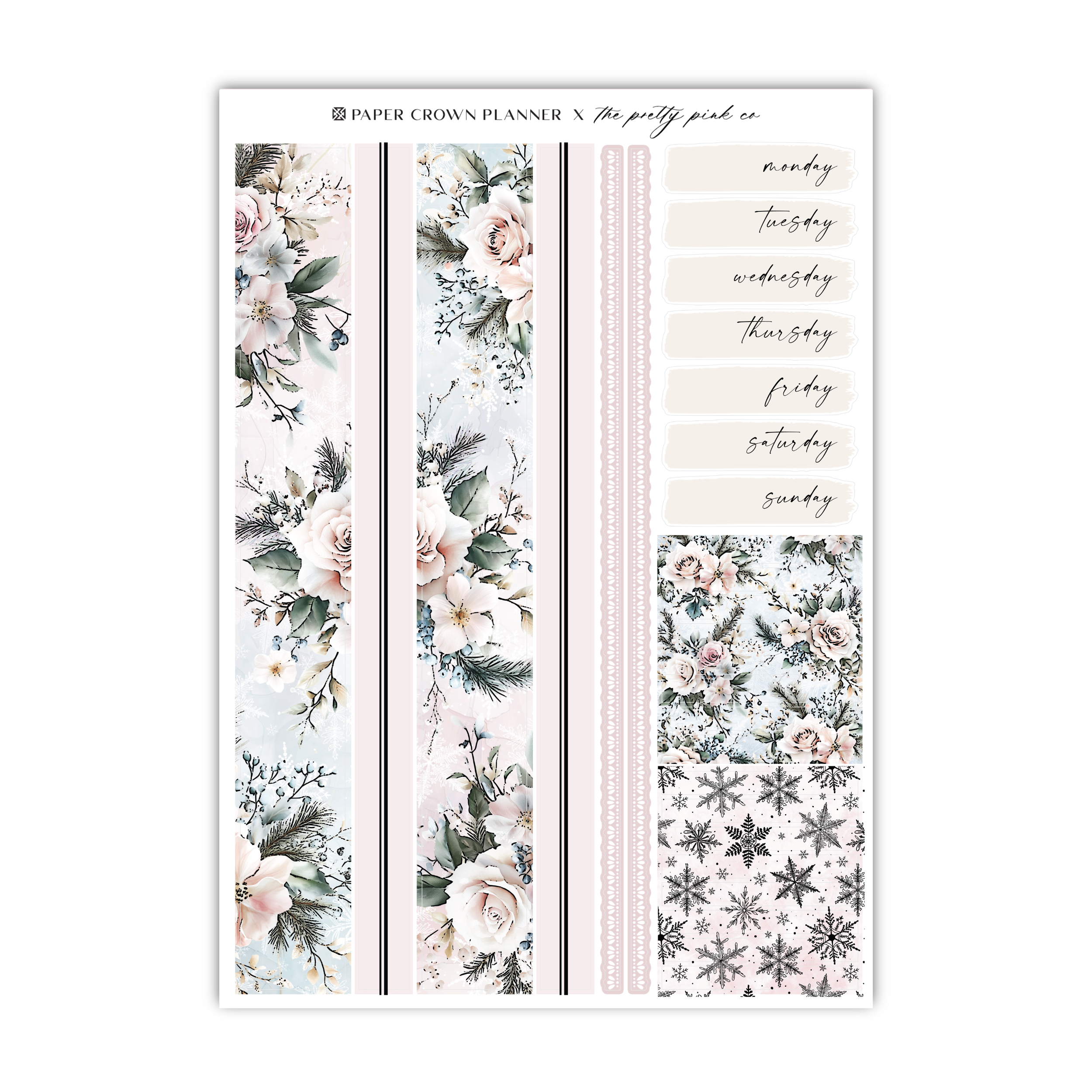 a sticker sheet with flowers and leaves on it