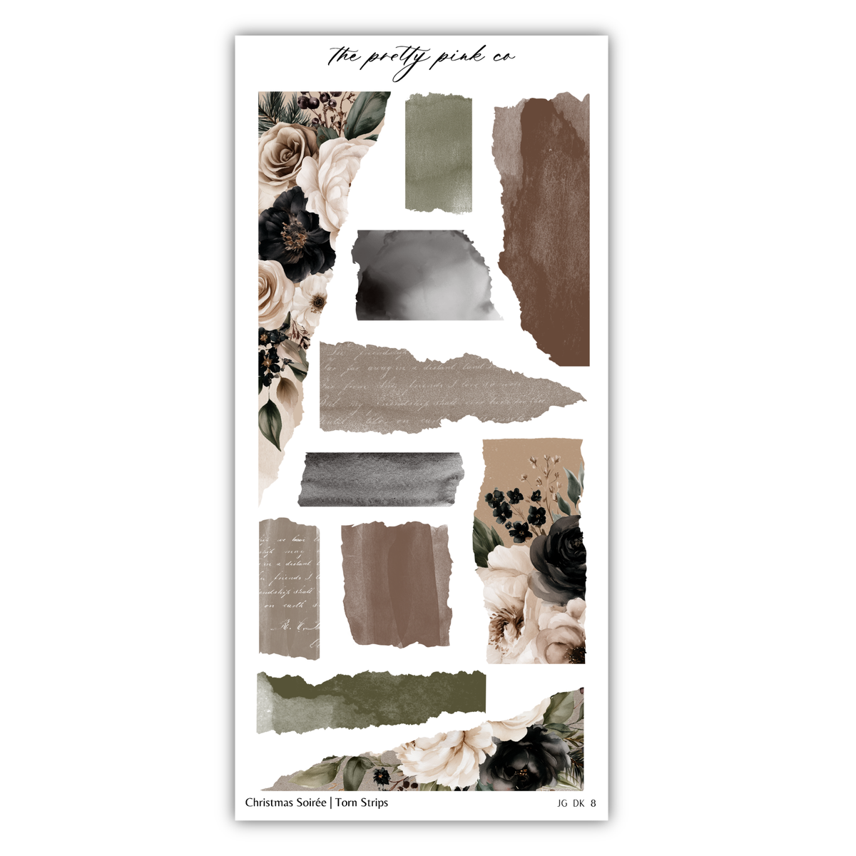 The image is a collage of various torn and cut-out images, including floral and abstract elements, arranged in a visually appealing manner.