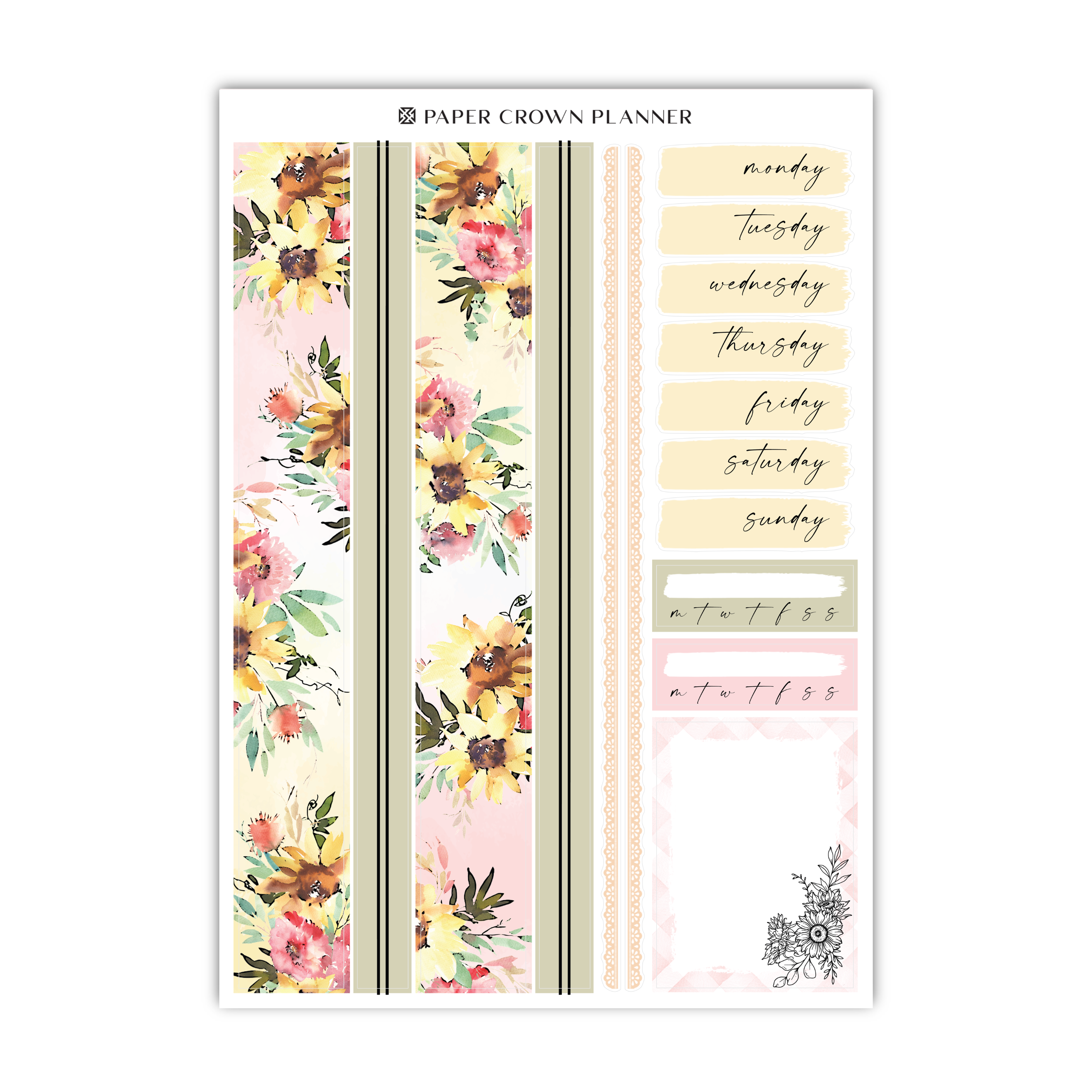 a planner sticker with flowers on it