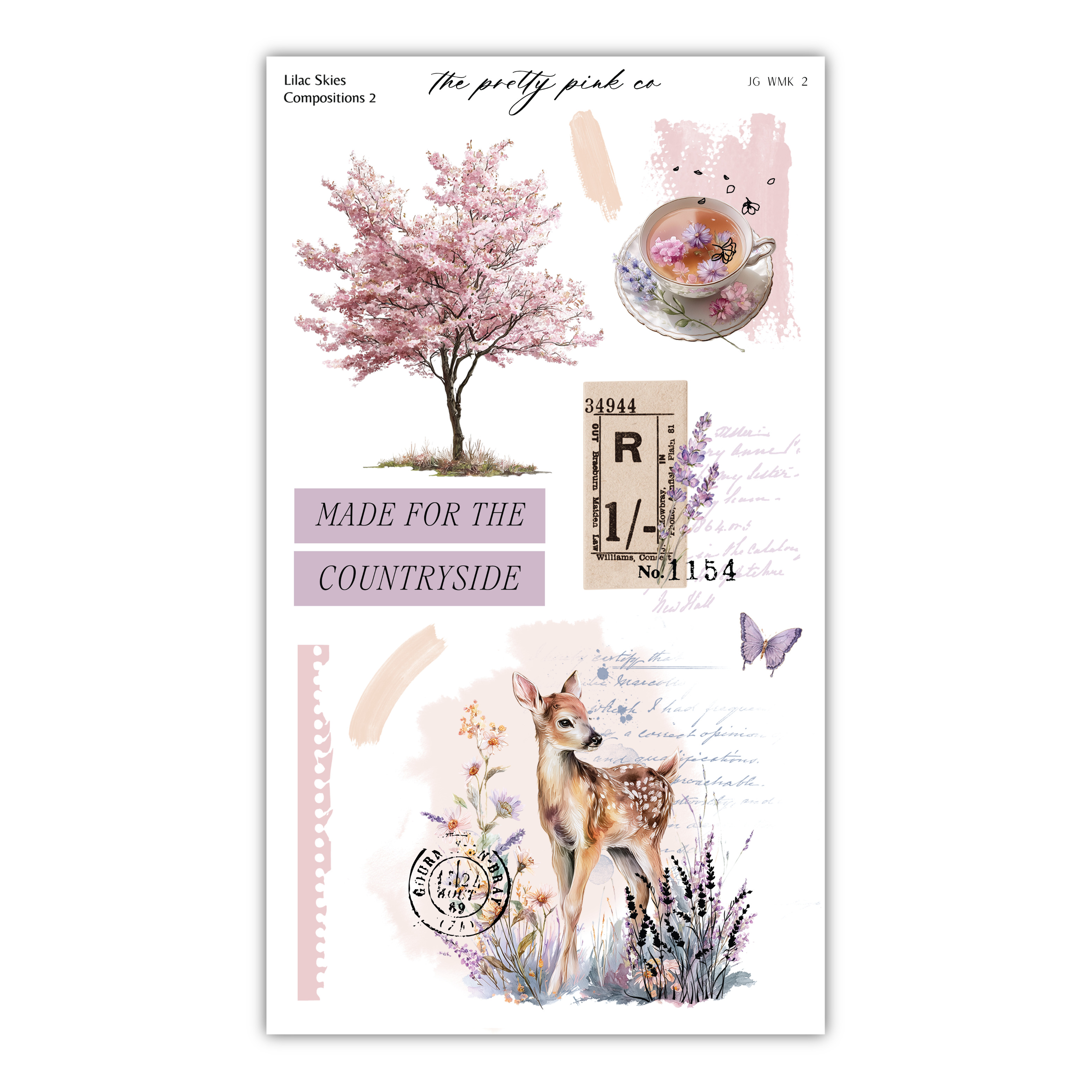 The image is a collage of various elements, including a tree with pink blossoms, a teacup with flowers, a deer, and other natural and decorative elements. The collage appears to be a creative and artistic composition, showcasing different textures, colors, and subjects.