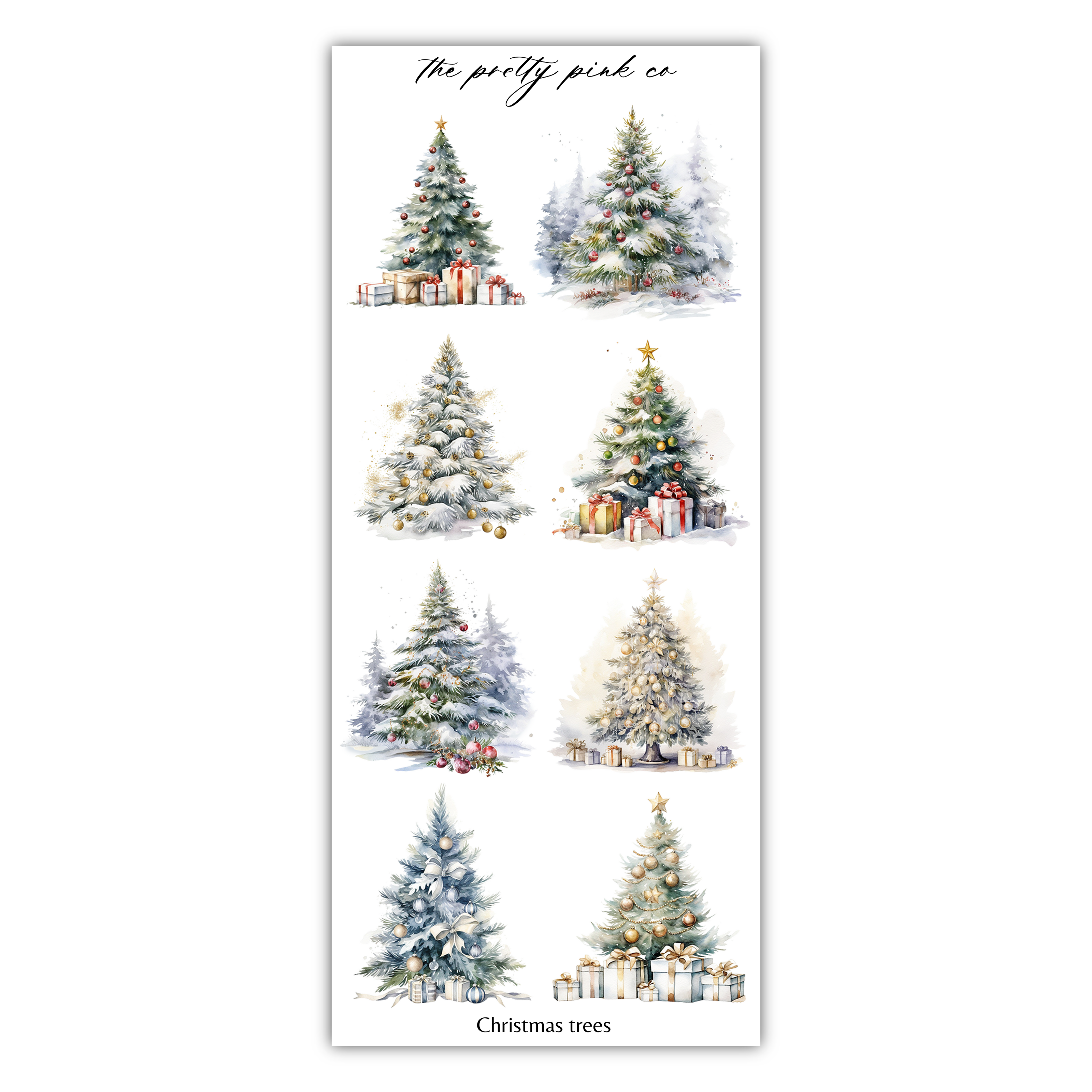 a christmas tree sticker sheet on a white background