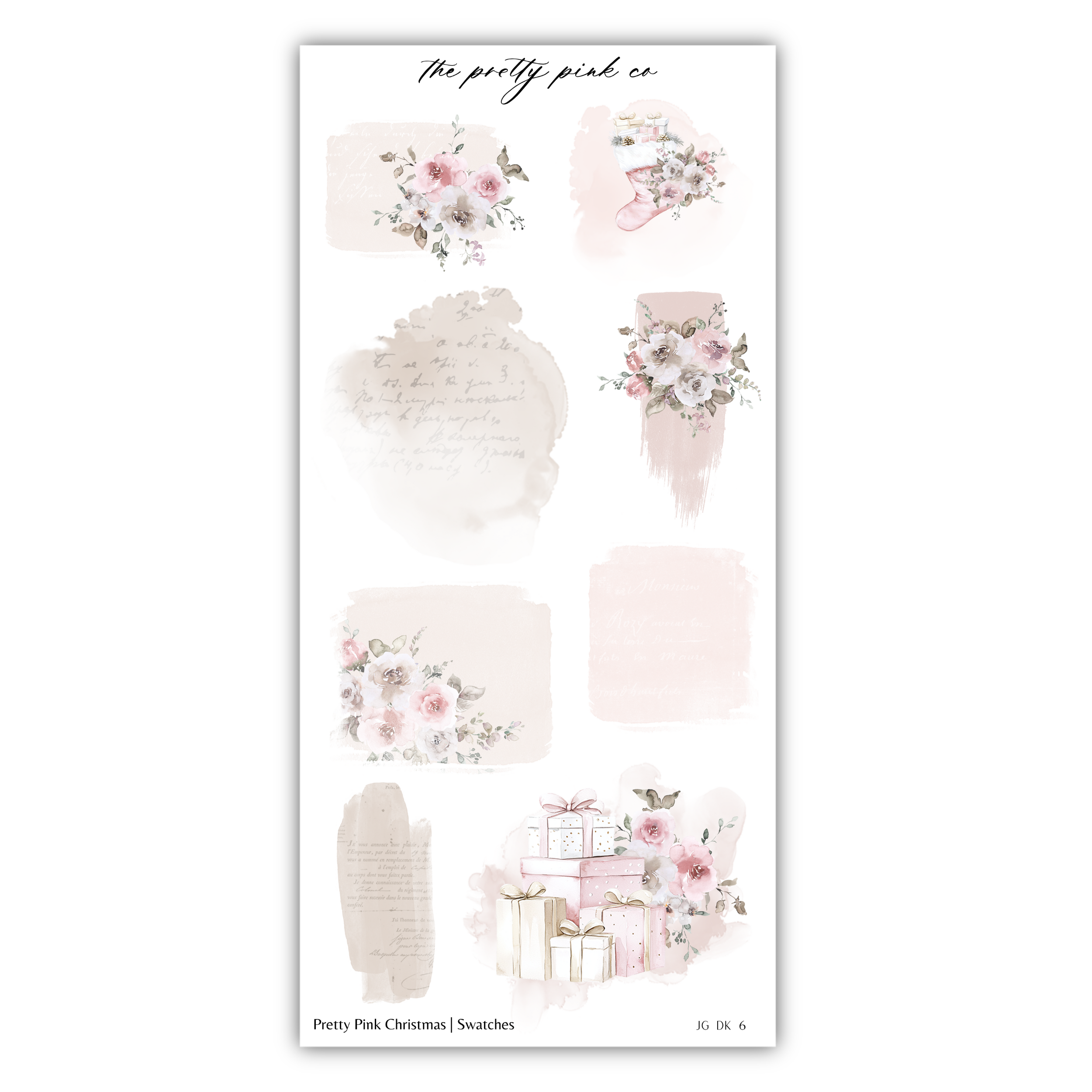 a sticker sheet with pink flowers on it