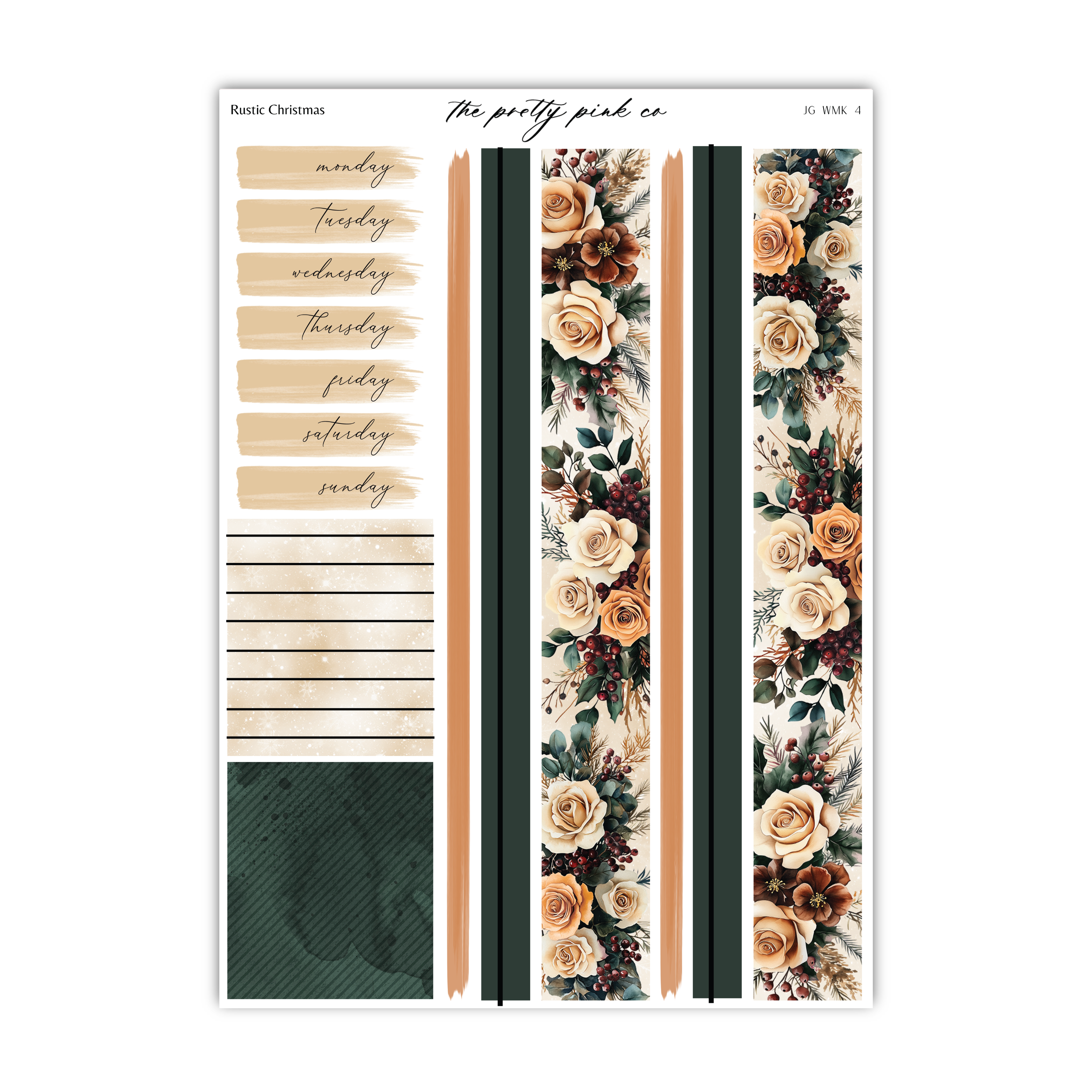 a sticker sheet with flowers and stripes