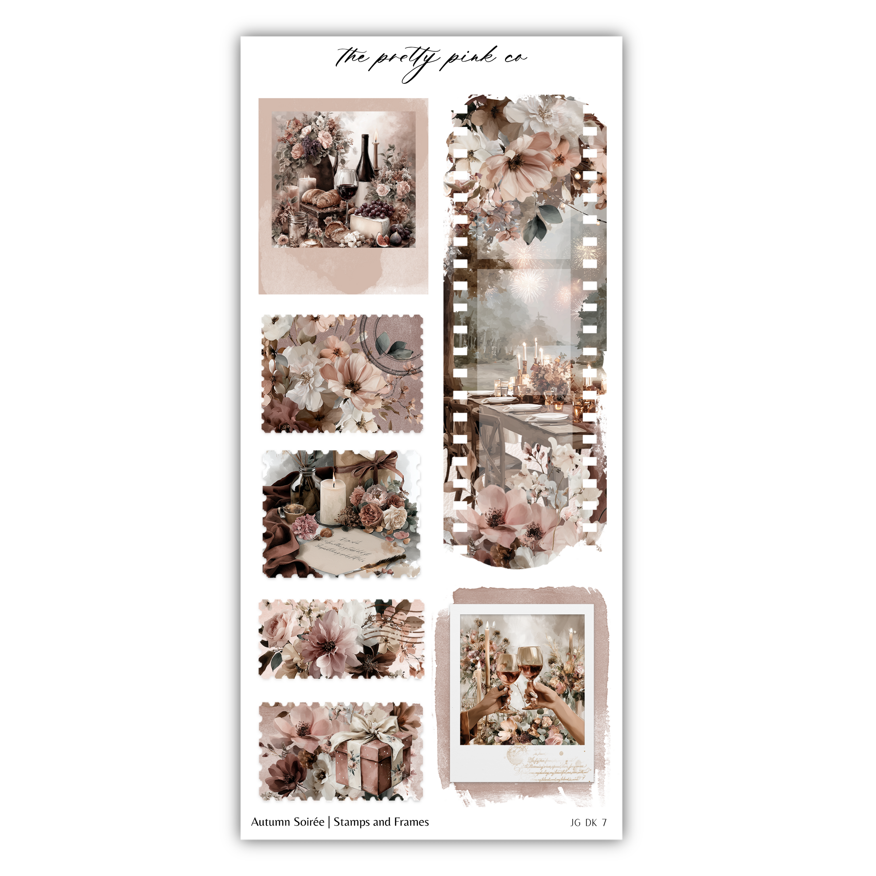 The image is a collage of various floral and decorative elements, including flowers, vases, and frames, arranged in a visually appealing manner.