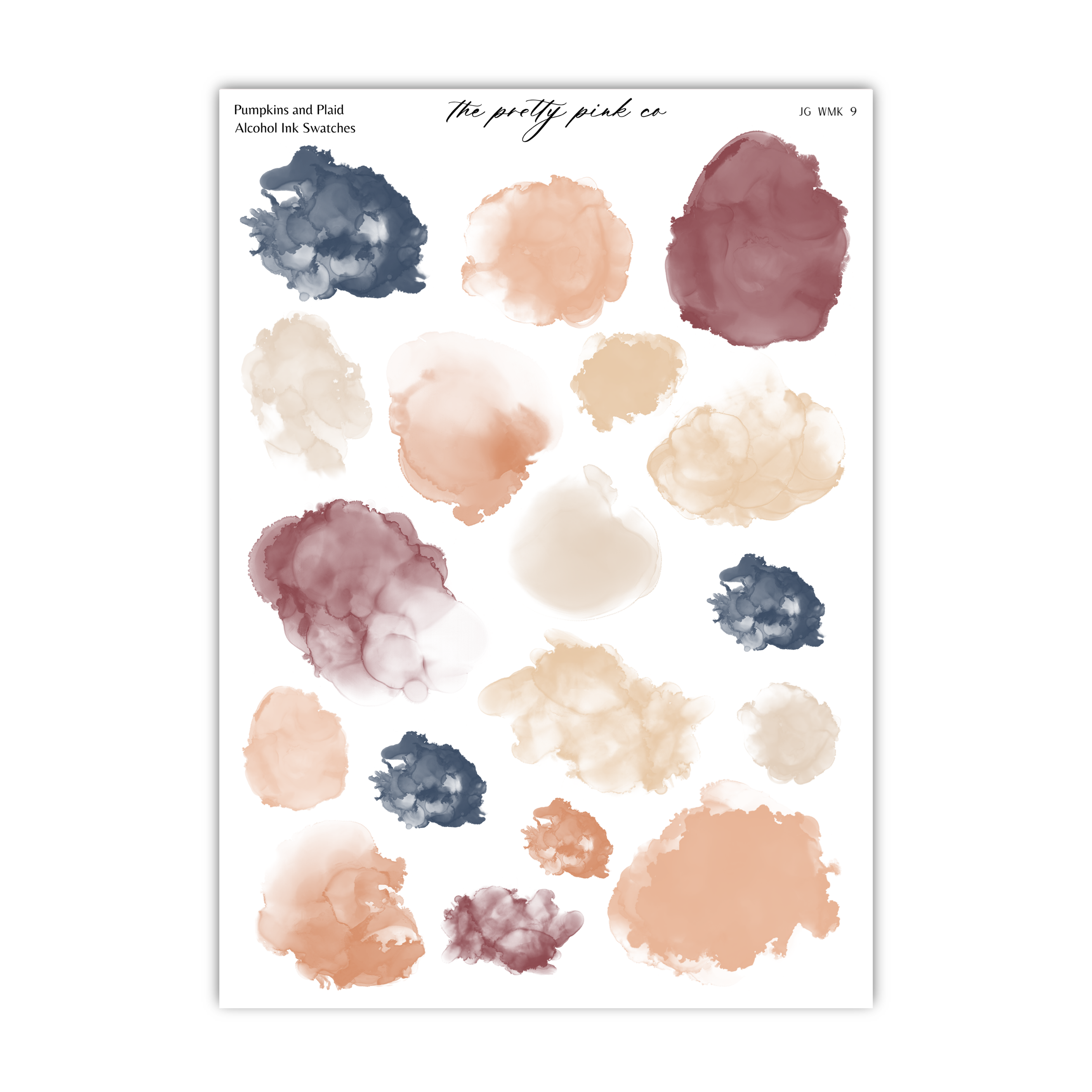 a collection of abstract watercolor brush strokes in various colors, including shades of blue, pink, and orange.