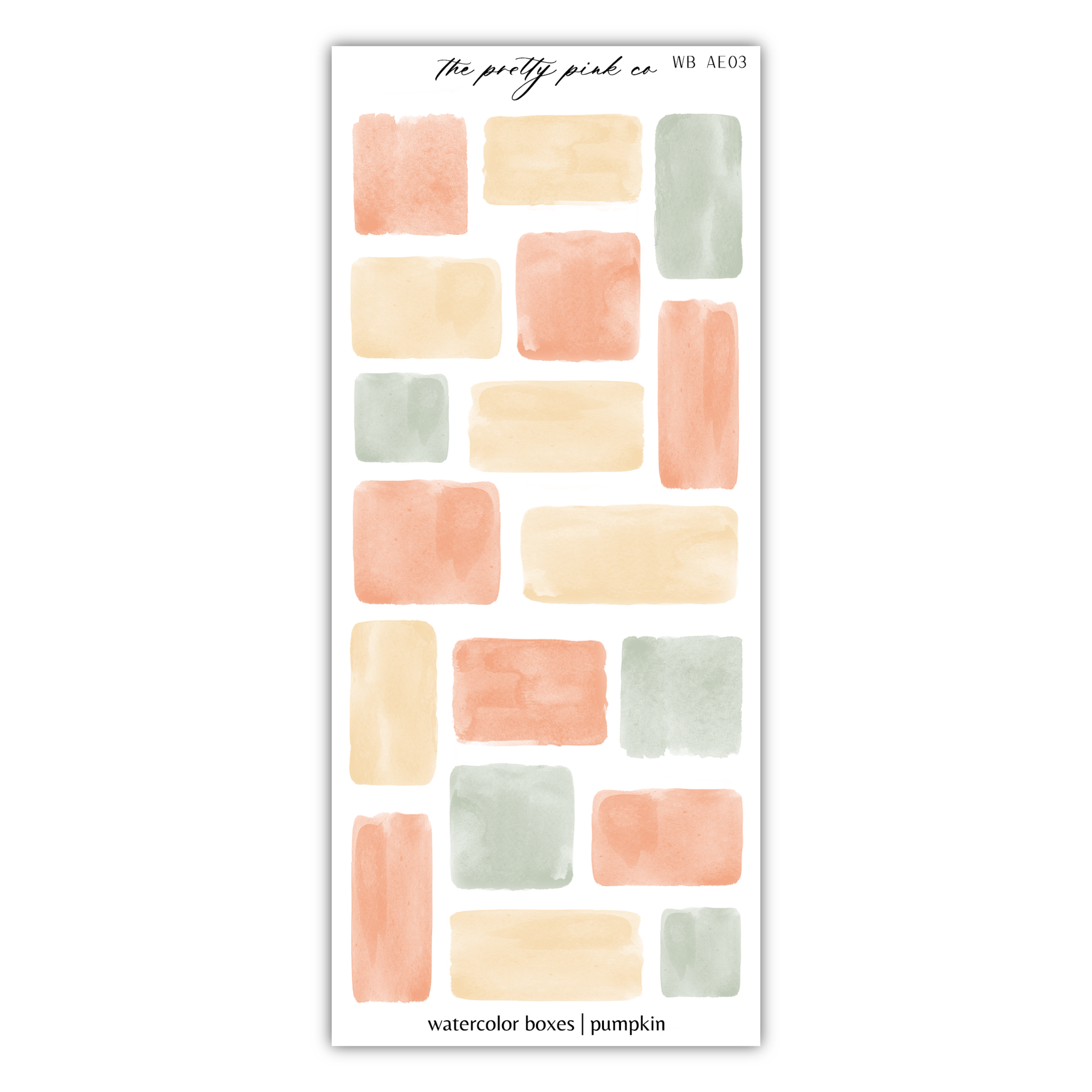 a sticker of watercolor blocks in peach and green