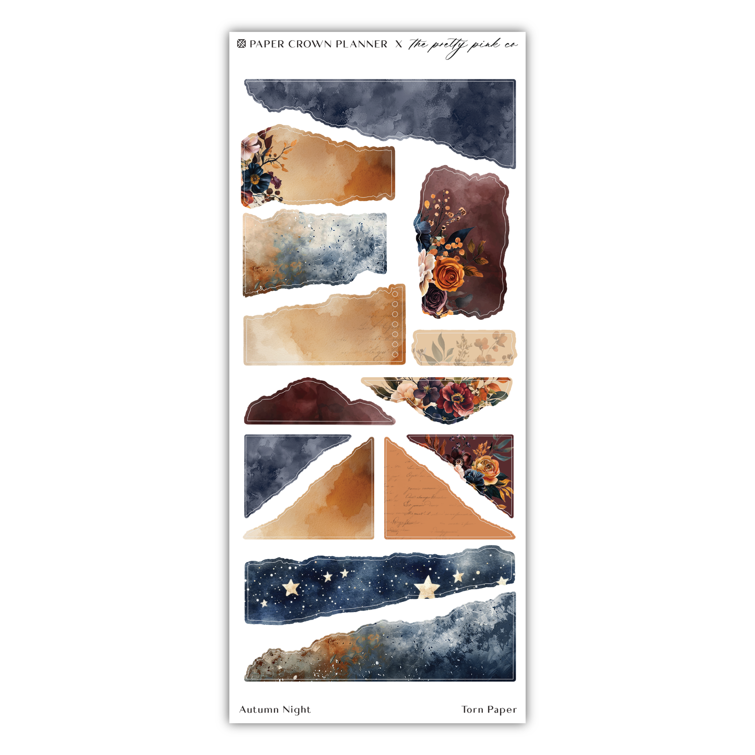 a sticker sheet with a picture of a mountain and stars