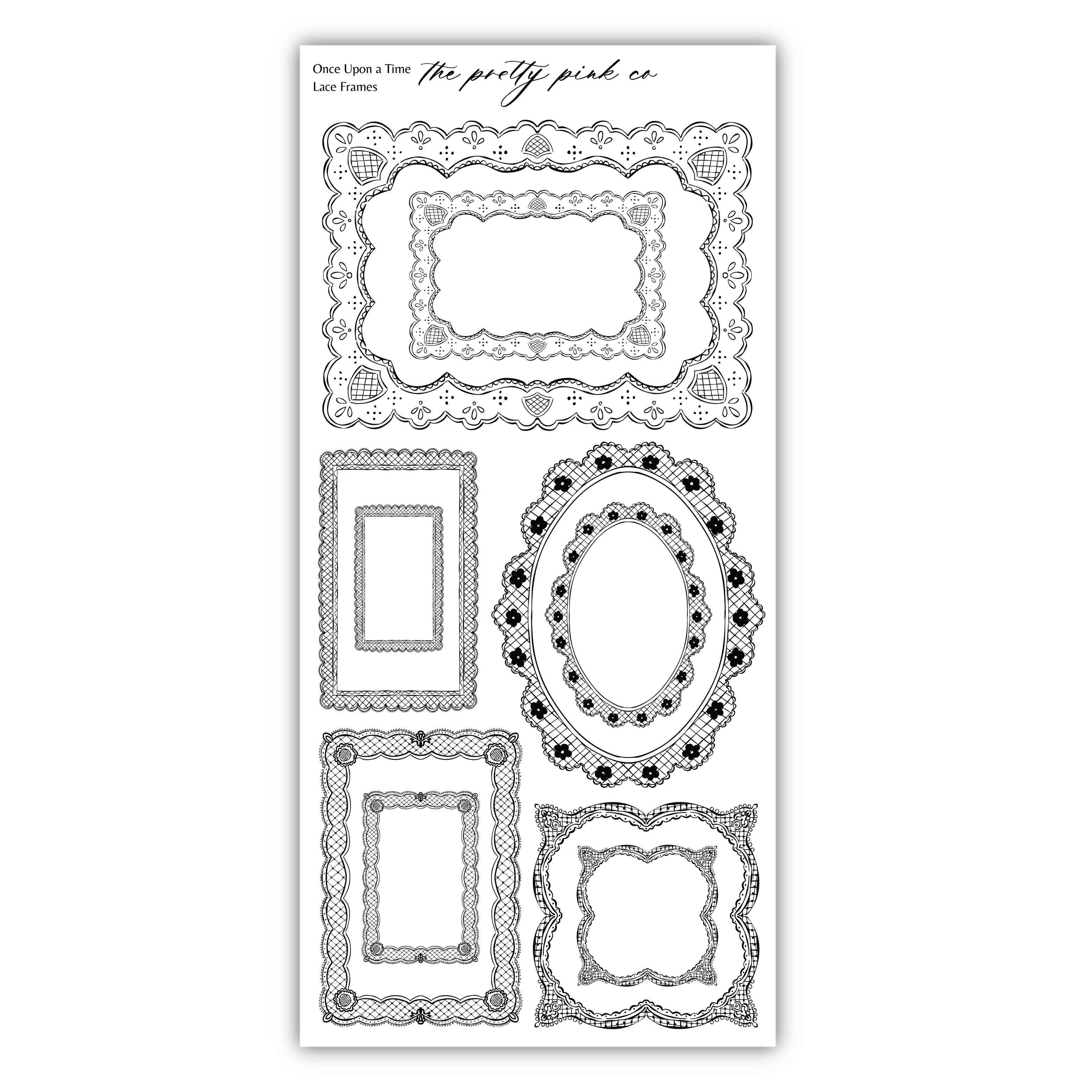 various ornate frames with intricate lace patterns, including oval, rectangular, and square frames. The frames have a decorative and artistic design, showcasing the craftsmanship and attention to detail in their creation.