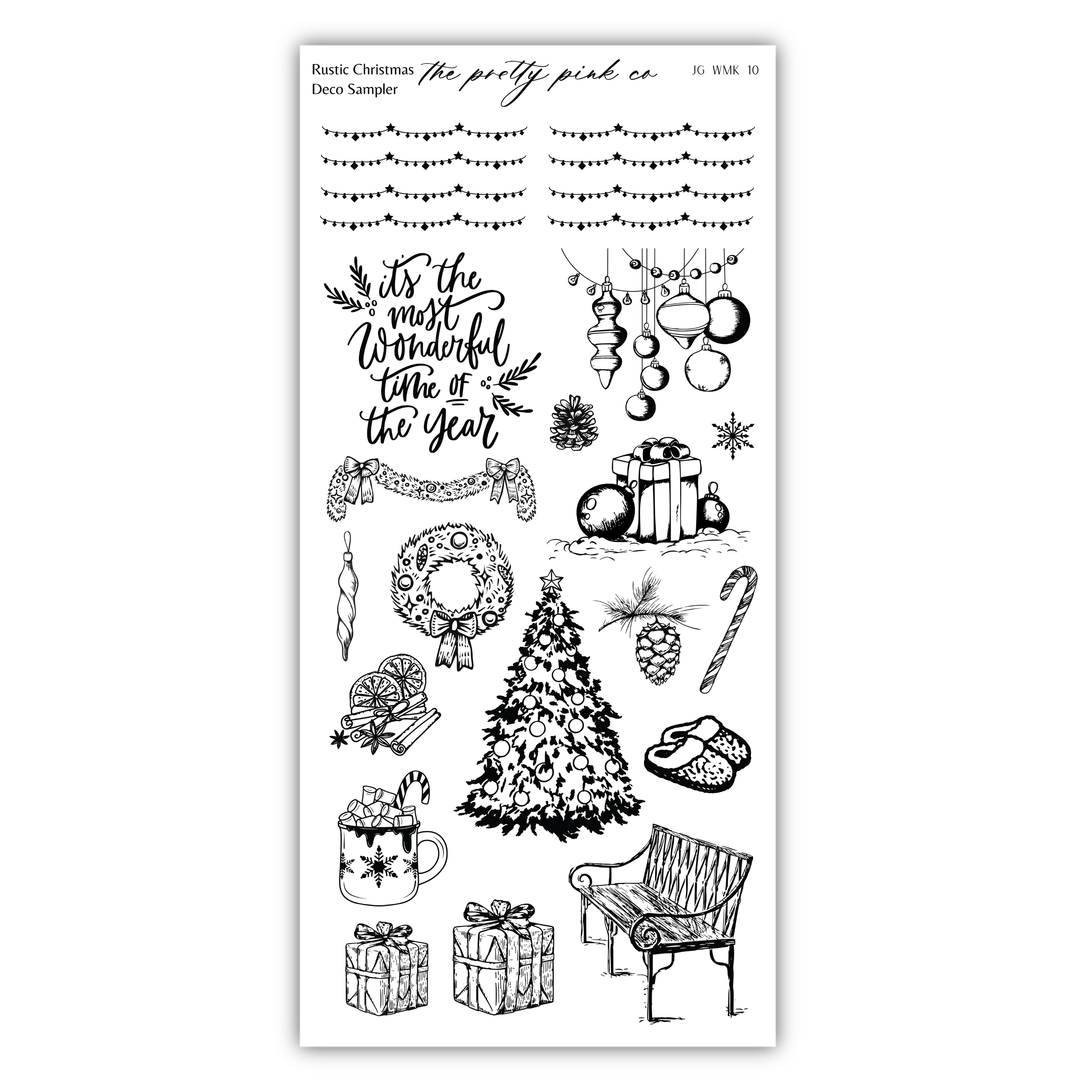 a clear stamp of a christmas tree and presents