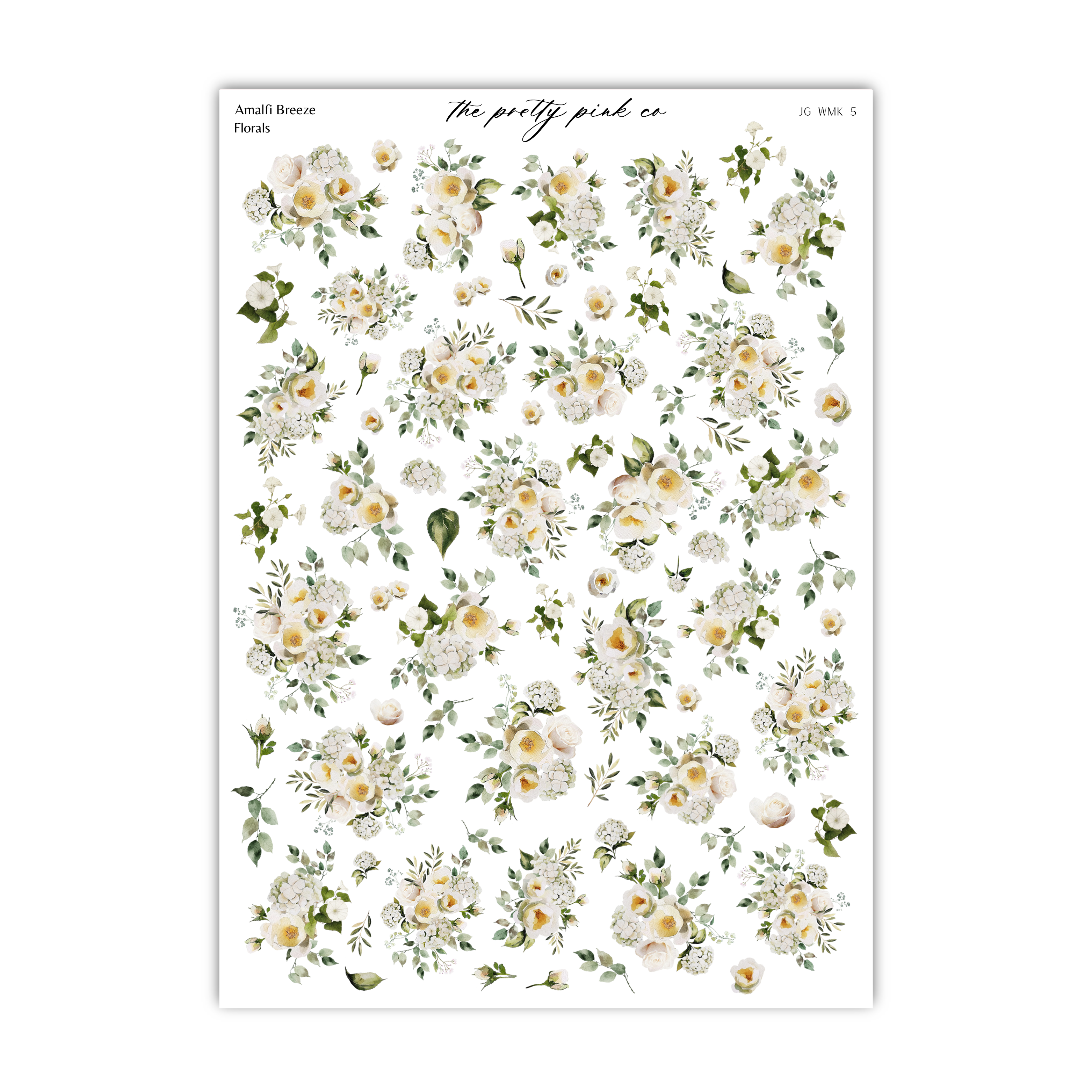 a collage of various floral images, including white flowers and leaves, arranged in a visually appealing manner.