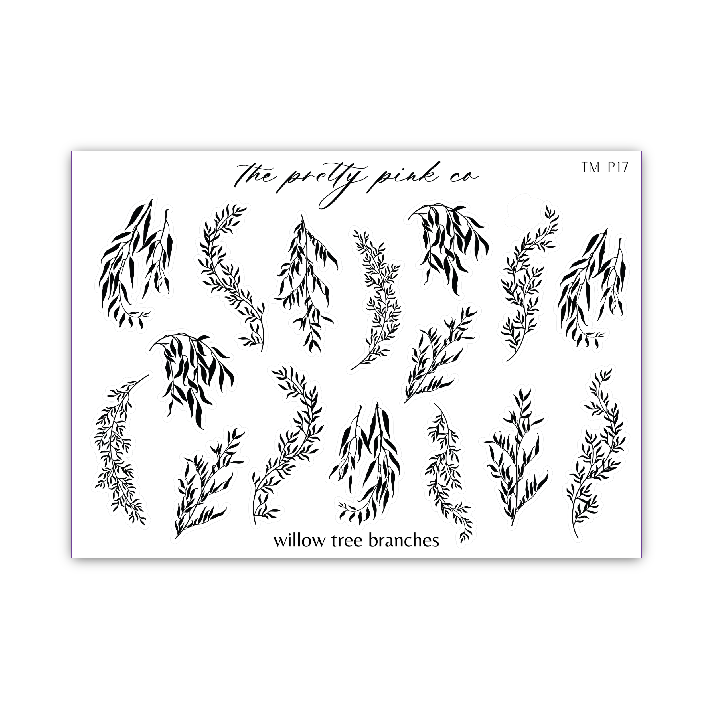 a sheet of black and white leaves on a white background